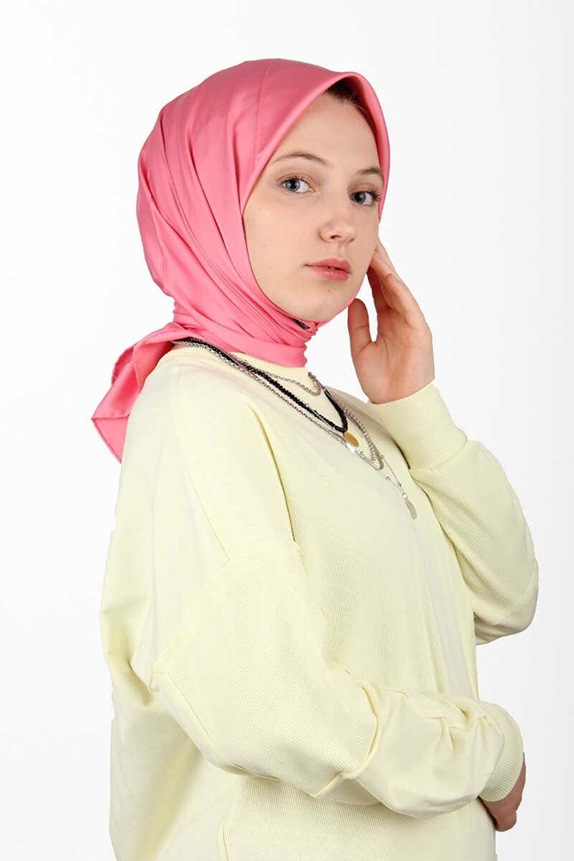 Aker Eşarp Pembe Kadın Düz Polyester Eşarp