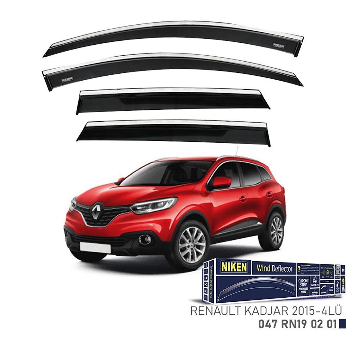 Renault Kadjar Niken Kromlu Cam Rüzgarlığı 4lü Set 2015 ve Üstü