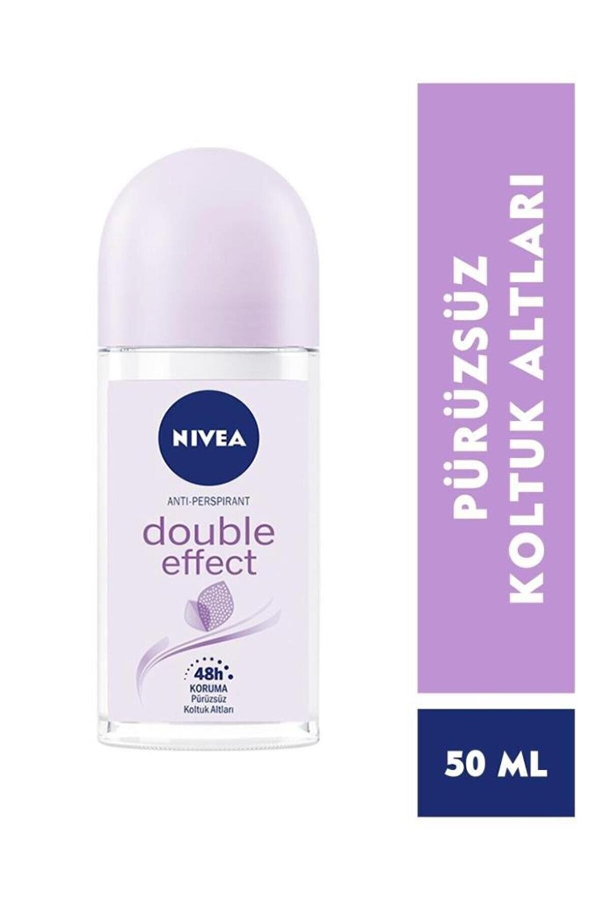 Nivea Kadın Roll-on Deodorant Double Effect 50ml, Ter Kokusuna Karşı 48 Saat Koruma, Pürüzsüz Koltuk Altı