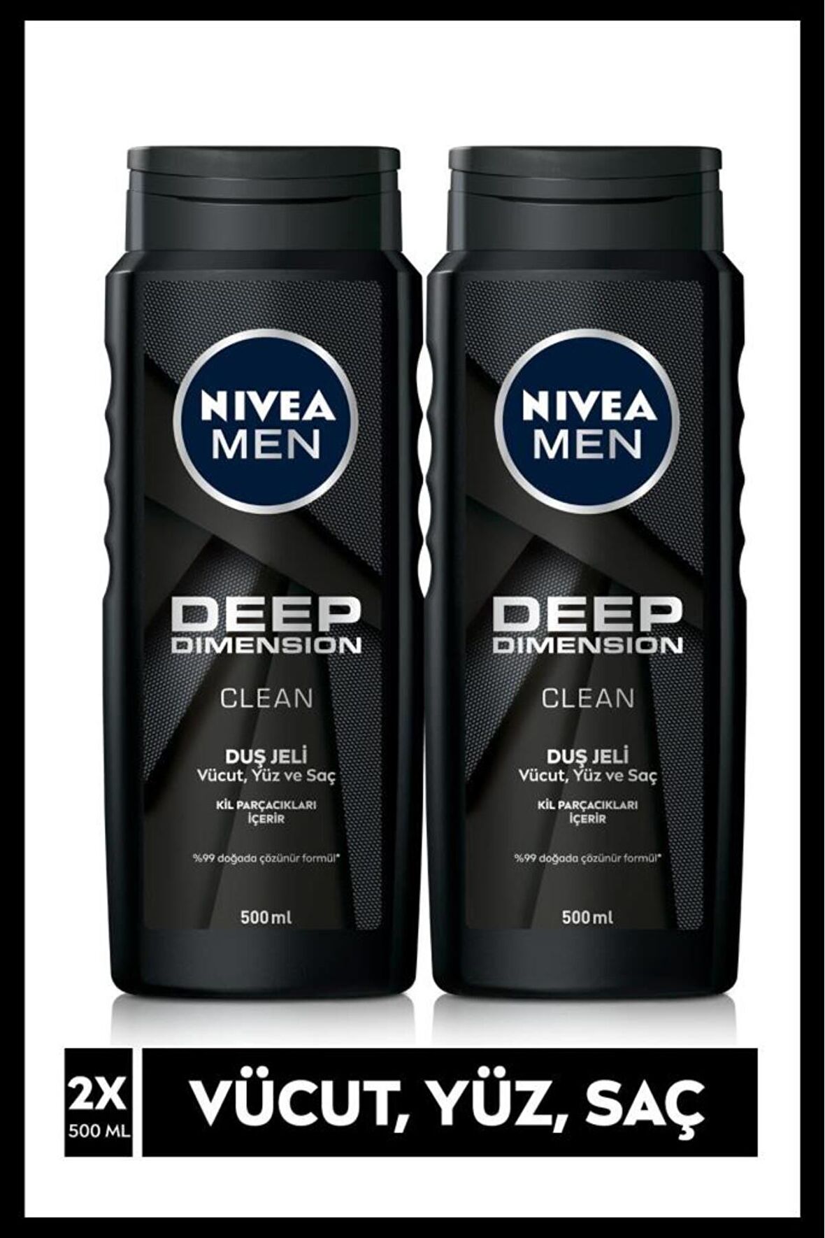 Nivea Men Deep Dimension Erkek Duş Jeli 500 ml X2