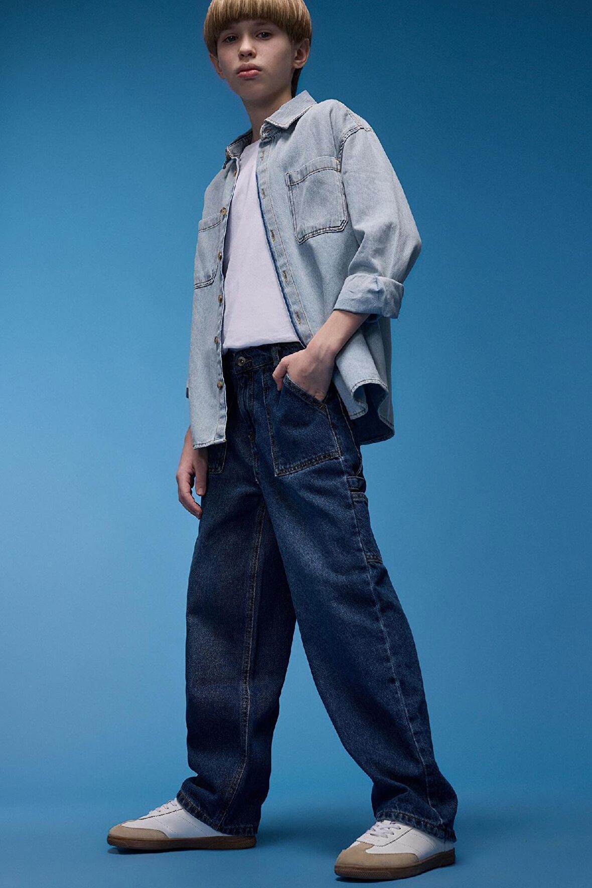 DeFacto Erkek Çocuk Wide Leg Düz Paça Jean Pantolon D6817A825SPNM34