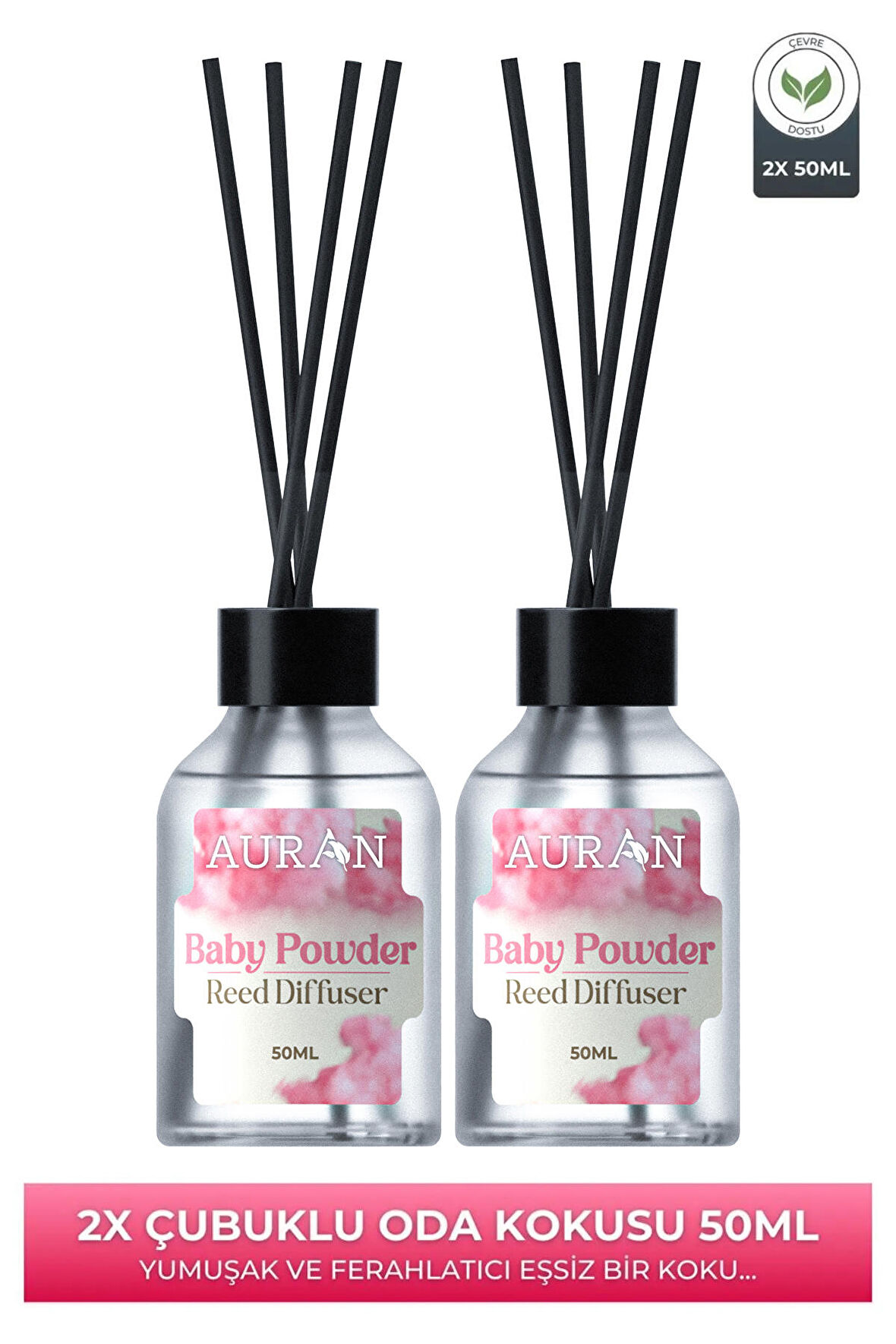 2’li Bebek Pudrası Çubuklu Oda Kokusu Esansiyel Uçucu Yağ Baby Powder 2x 50ml
