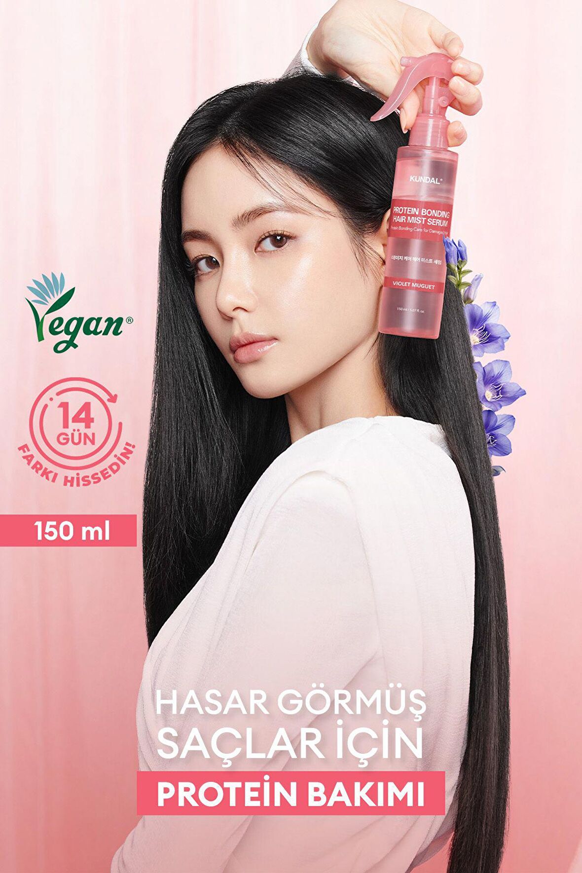 Protein Kompleksi İçeren Isı Koruyucu MistKundal Protein Bonding Hair Mist Serum150ml(Violet Muguet)