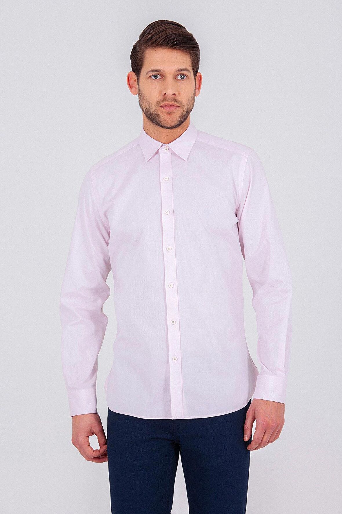 Pembe Slim Fit Gömlek | S