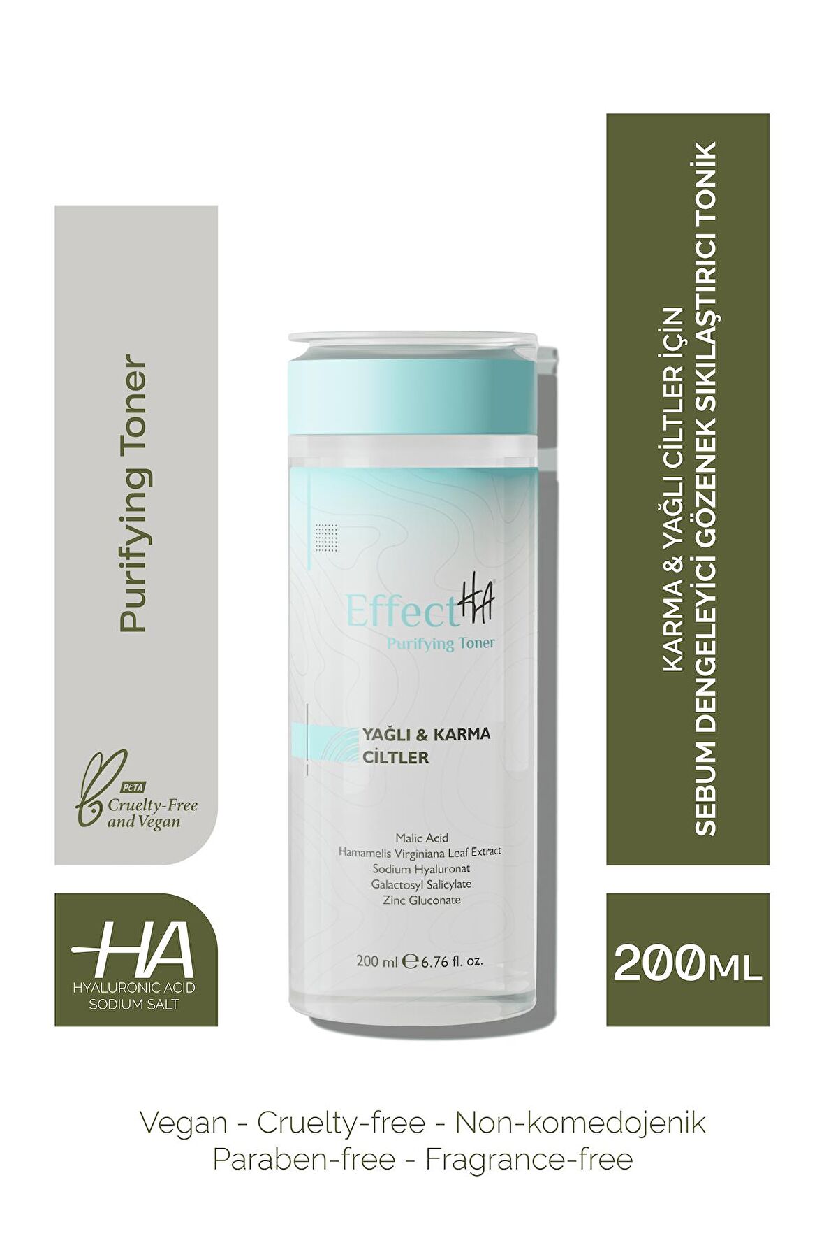 EffectHA Purifying Toner Karma & Yağlı Ciltler için Sebum Dengeleyici ve Gözenek Sıkılaştırıcı Tonik 200ml