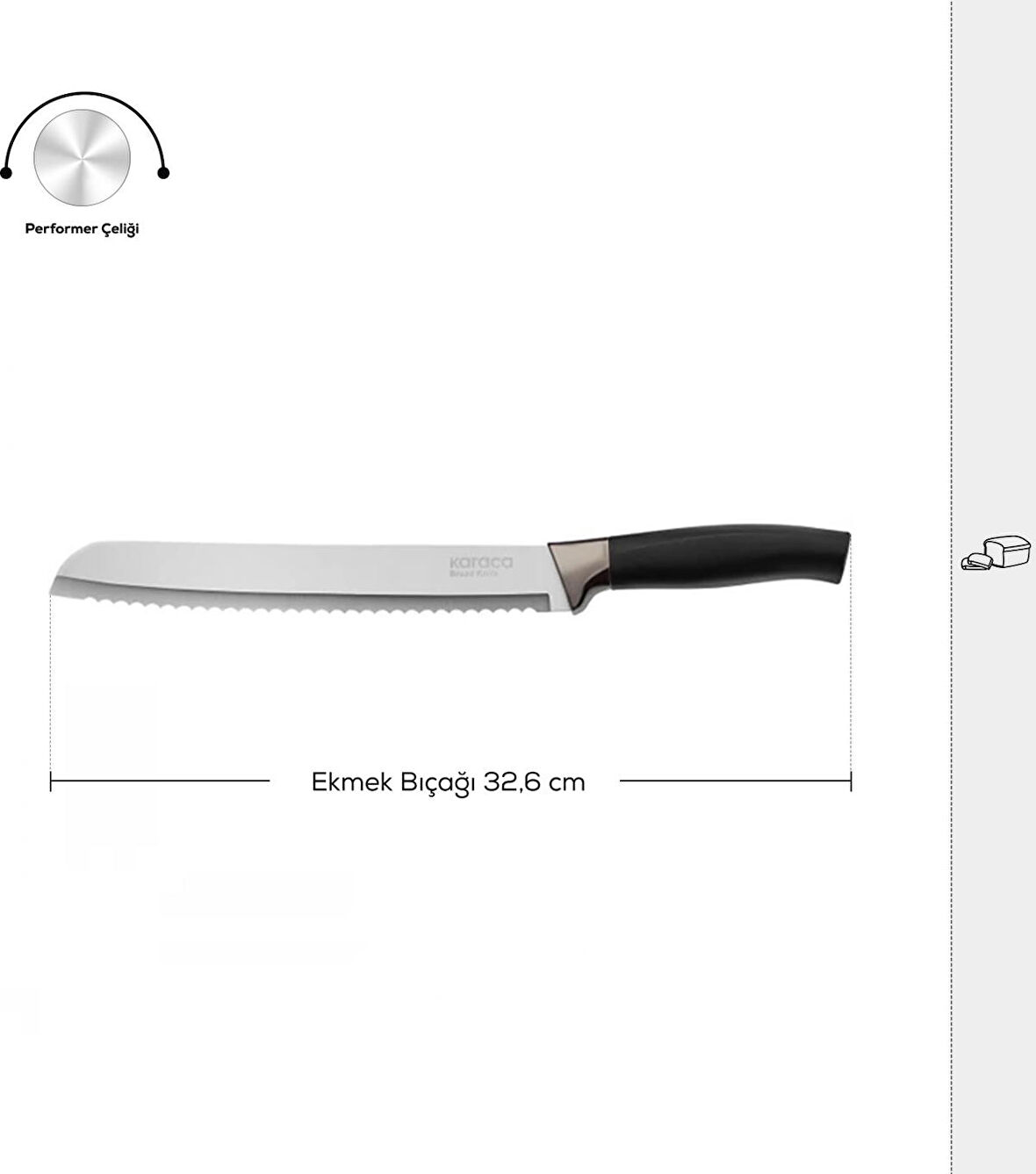 Karaca Helios Ekmek Bıçağı Black 32 cm