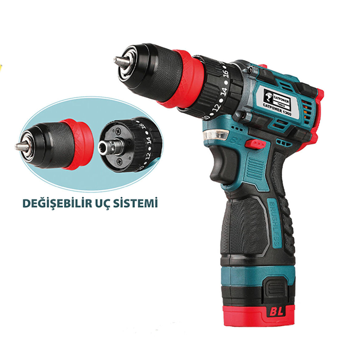 Catpower 1360 Kömürsüz Akülü Vidalama 16V Li-İon 2 Adet 2.0 Ah Akü
