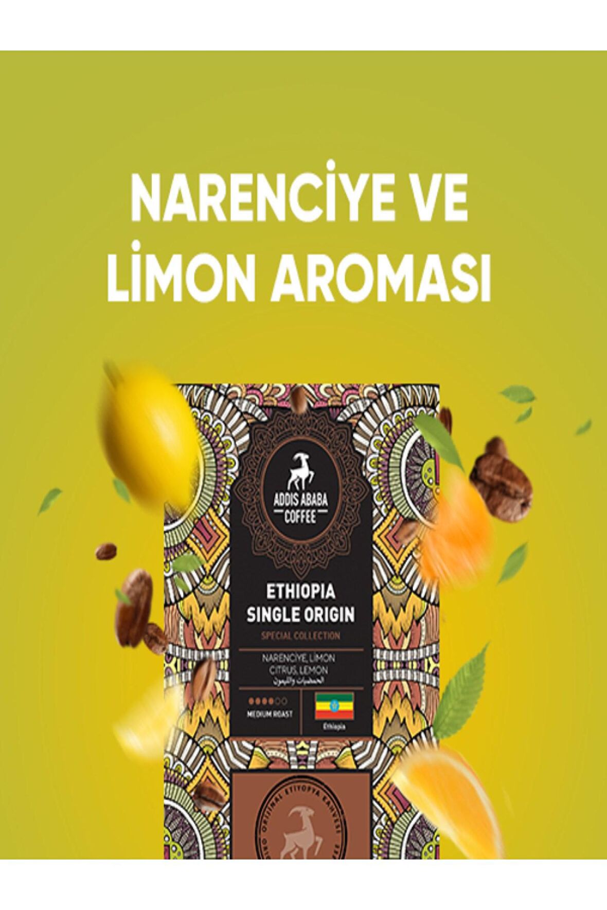 Addis Ababa Coffee Single Origin Orta Sert-Sert İçim Organik Kağıt filtre Etiyopya Çekirdek Kahve 25 gr
