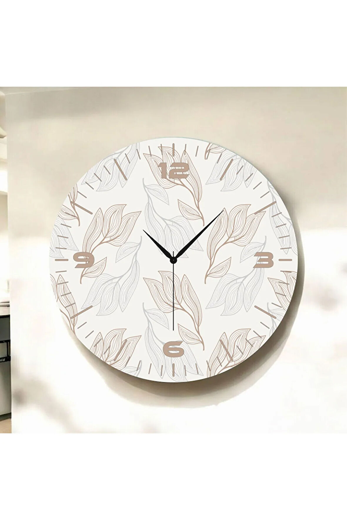 Renkli Baskı Desenli Sayılı Hediyelik Ahşap Sessiz Duvar Saati 50cm