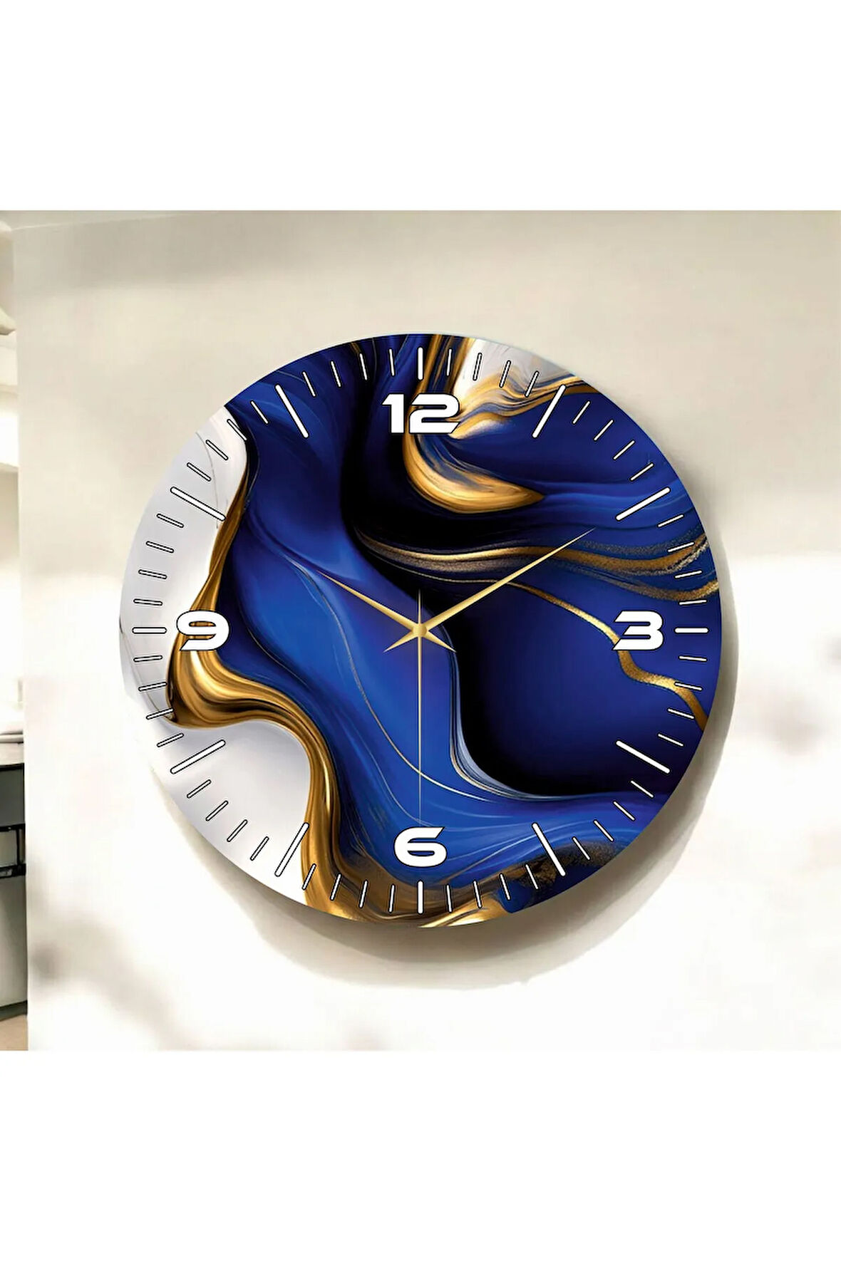 Renkli Baskı Desenli Sayılı Hediyelik Ahşap Sessiz Duvar Saati 50cm