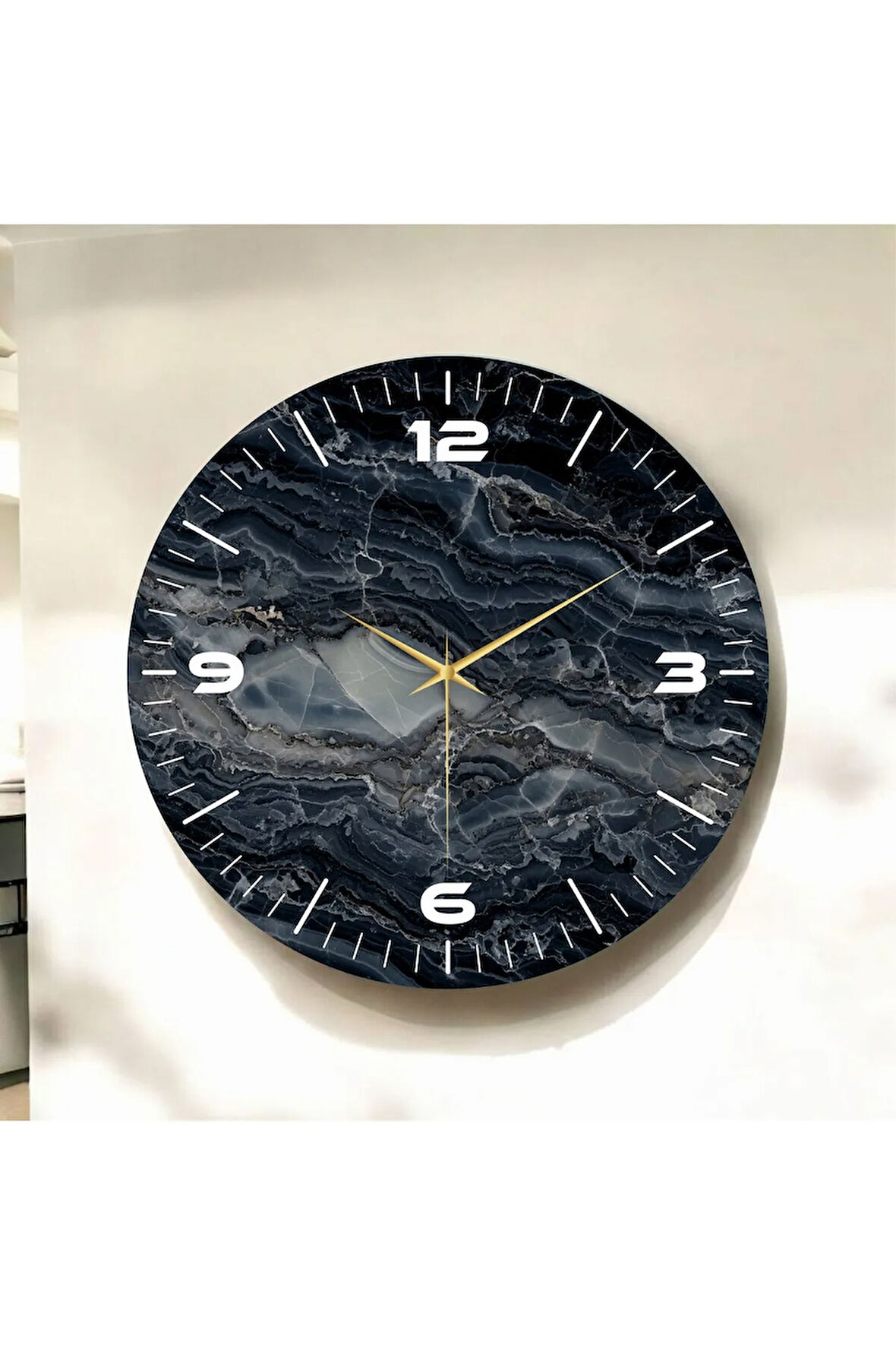 Renkli Baskı Desenli Sayılı Hediyelik Ahşap Sessiz Duvar Saati 50cm