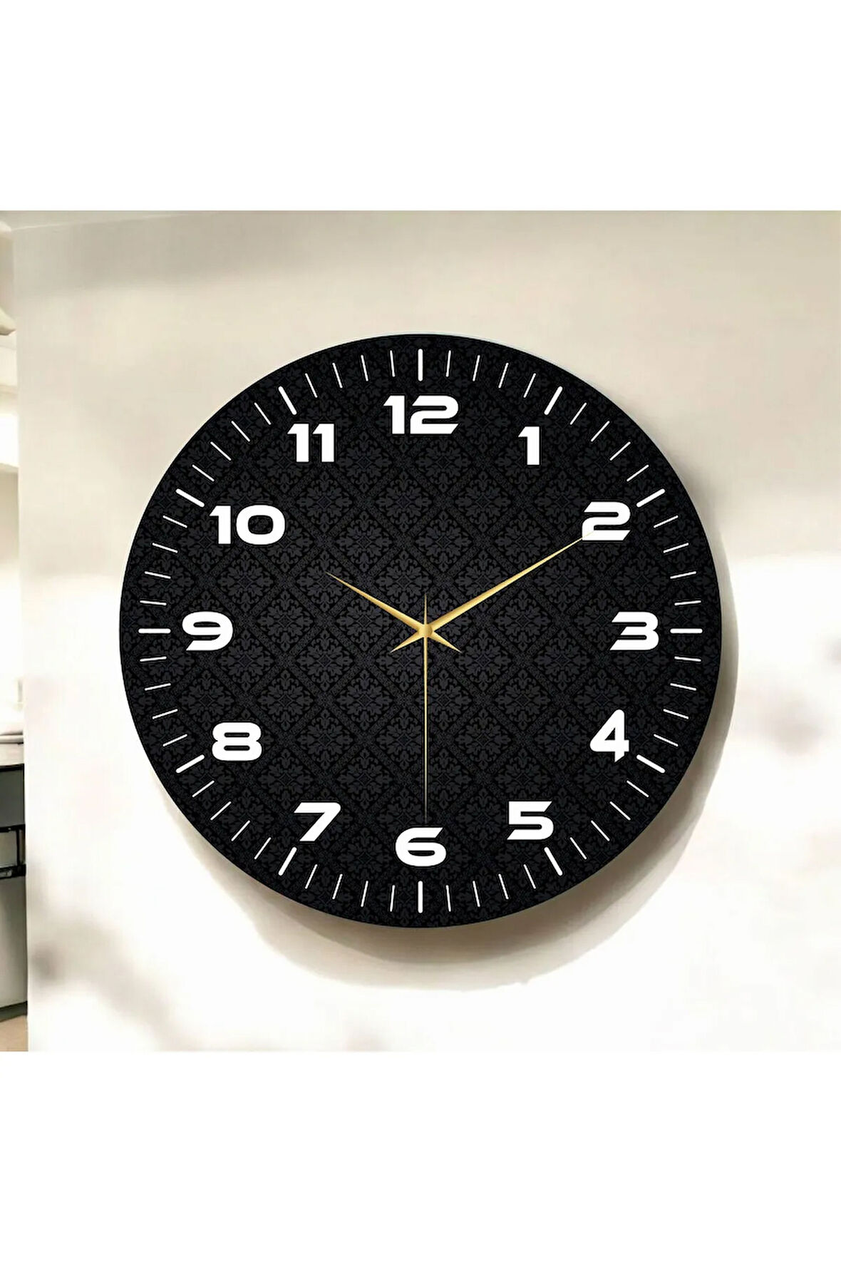 Renkli Baskı Desenli Sayılı Hediyelik Ahşap Sessiz Duvar Saati 50cm