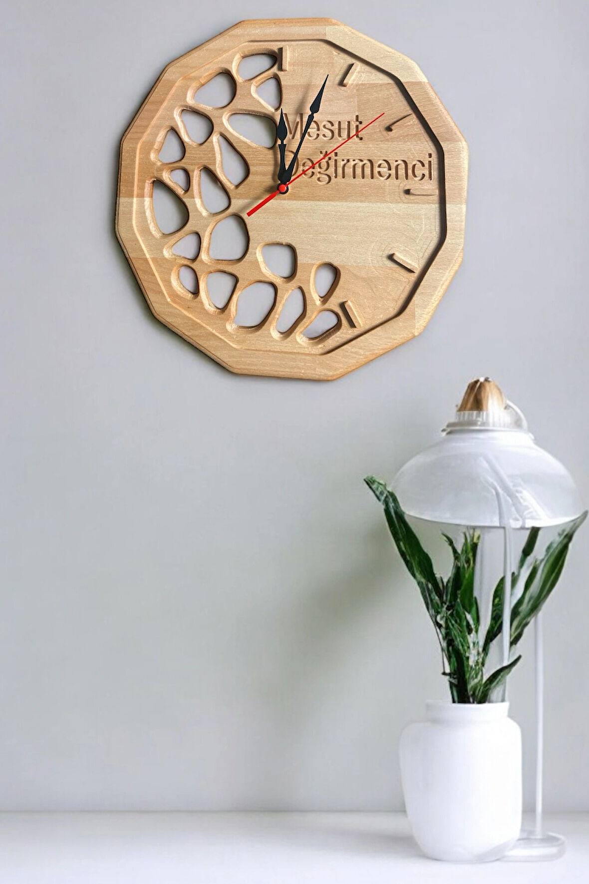 AHŞAP 35cm kişiye özel hediyelik veya yazısız duvar saati