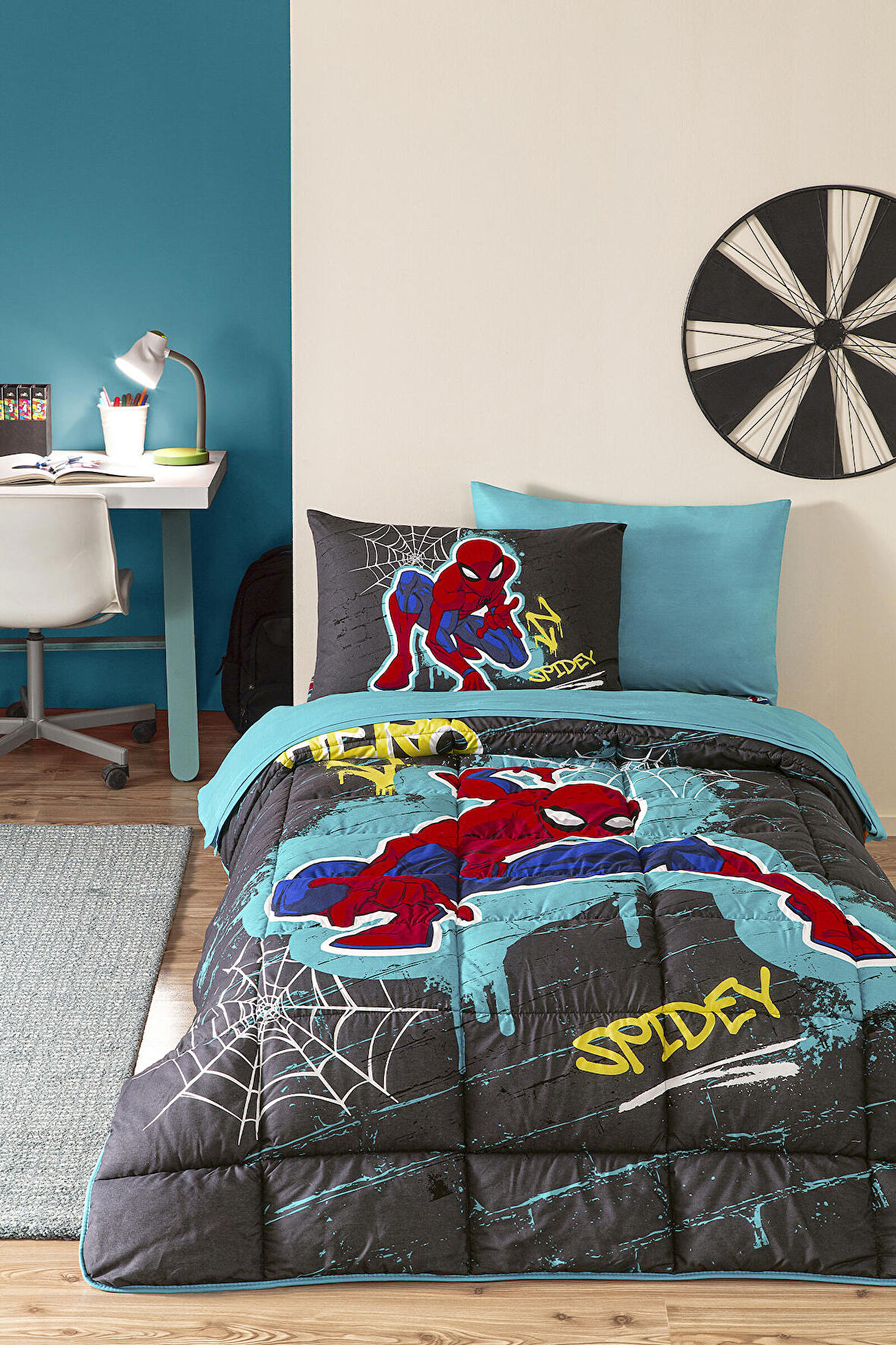ÖZDİLEK DİSNEY UYKU SETİ RANFORCE TEK KİŞİLİK GRİ SPIDERMAN STREE