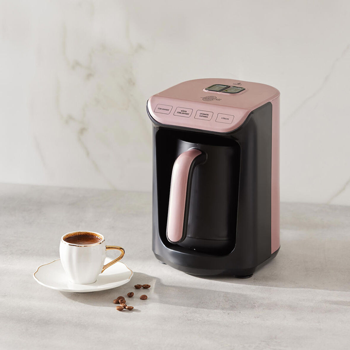 Karaca Hatır Közde Türk Kahvesi ve Türk Kahve Makinesi Rosegold 5 Fincan Kapasiteli Bol Köpüklü