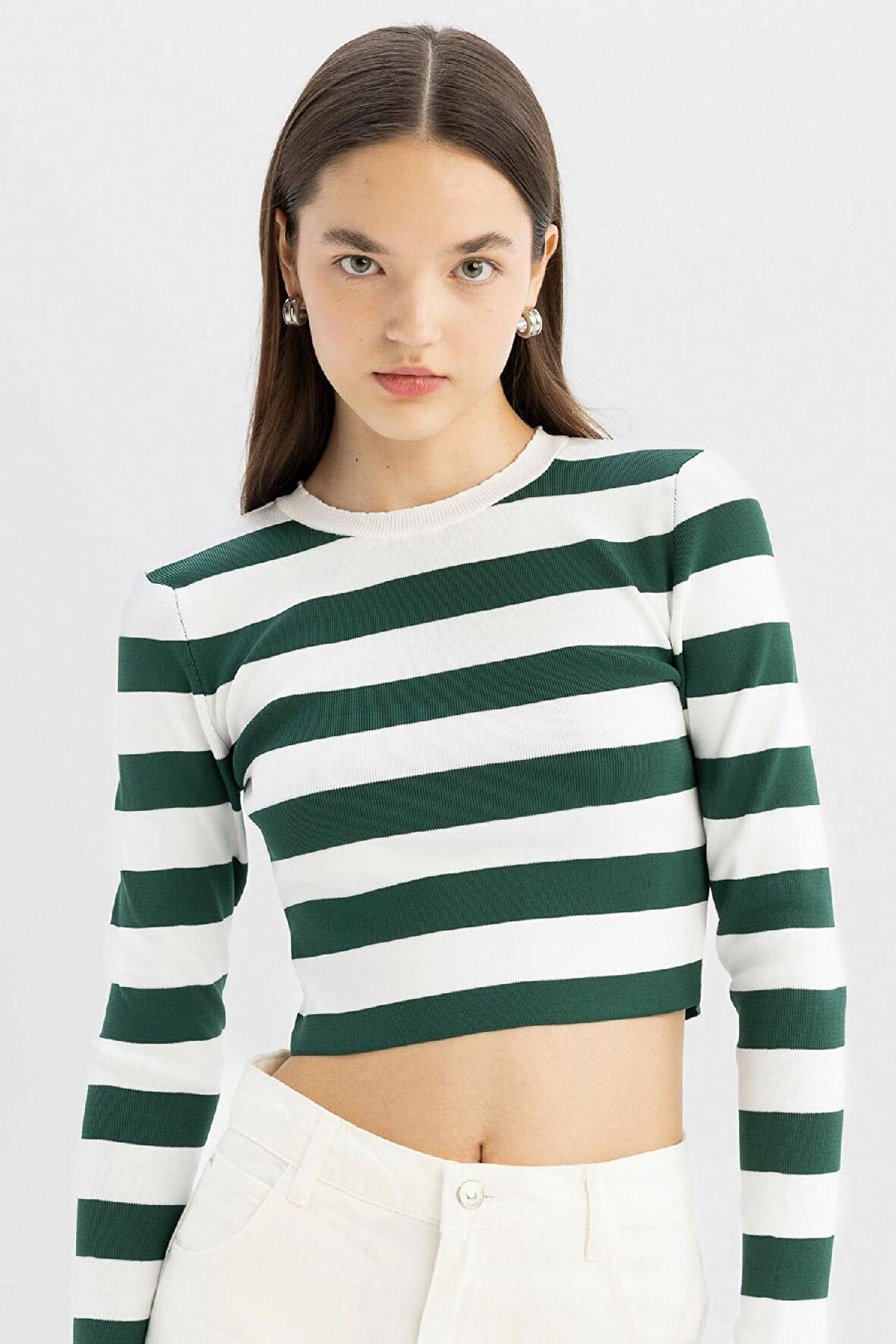 DeFacto Coool Slim Fit Çizgili Bisiklet Yaka Kazak X6888AZ24WNGN311