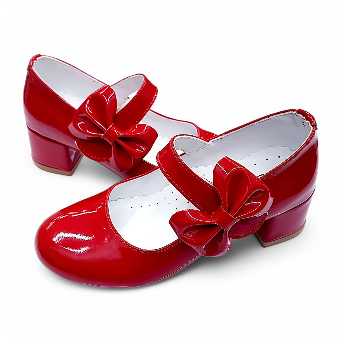 Beebron Ortopedik Topuklu Abiye Kız Çocuk Ayakkabı Glossy Series Abiayk2401 Rugan Kırmızı 34