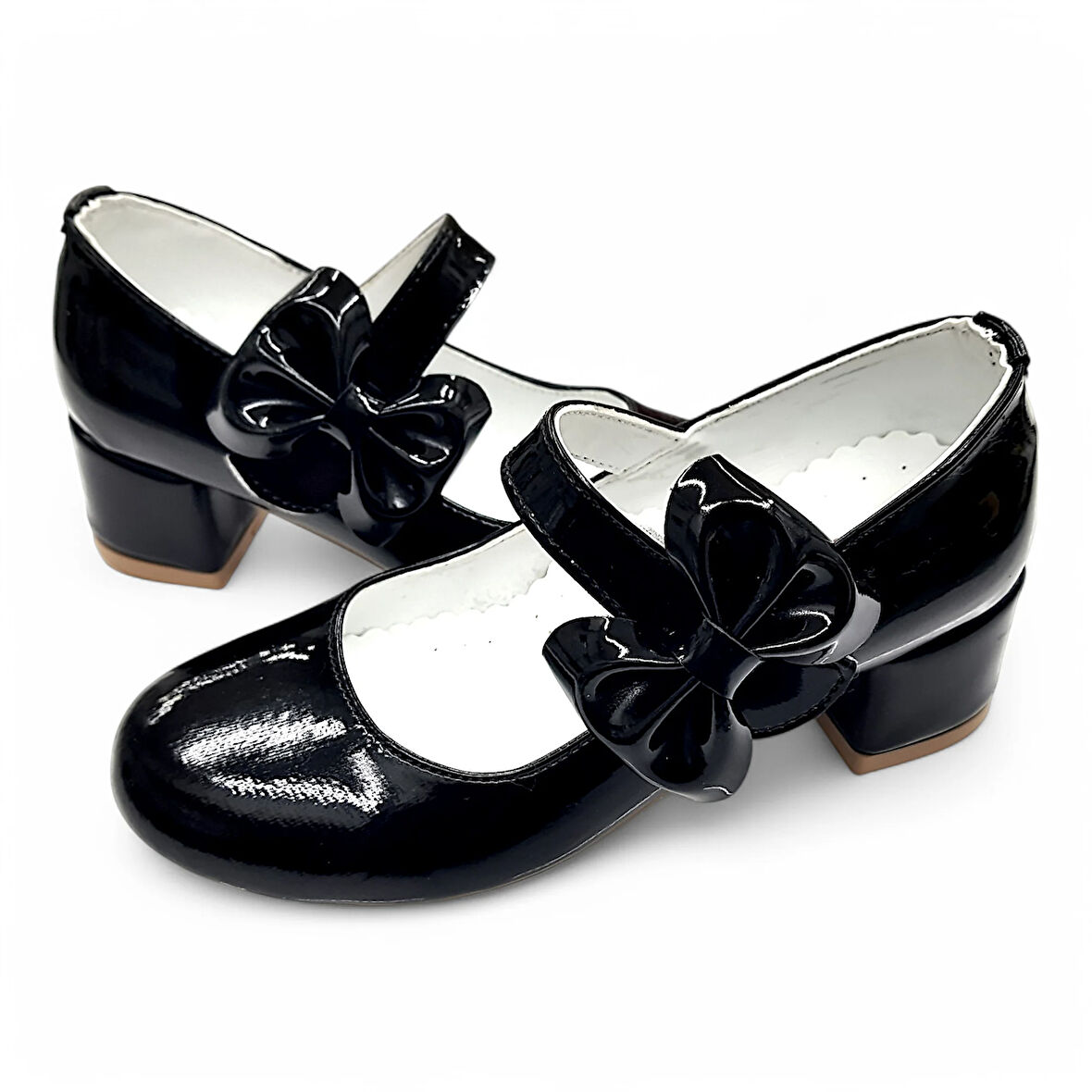 Beebron Ortopedik Topuklu Abiye Kız Çocuk Ayakkabı Glossy Series Abiayk2401 Rugan Siyah 28