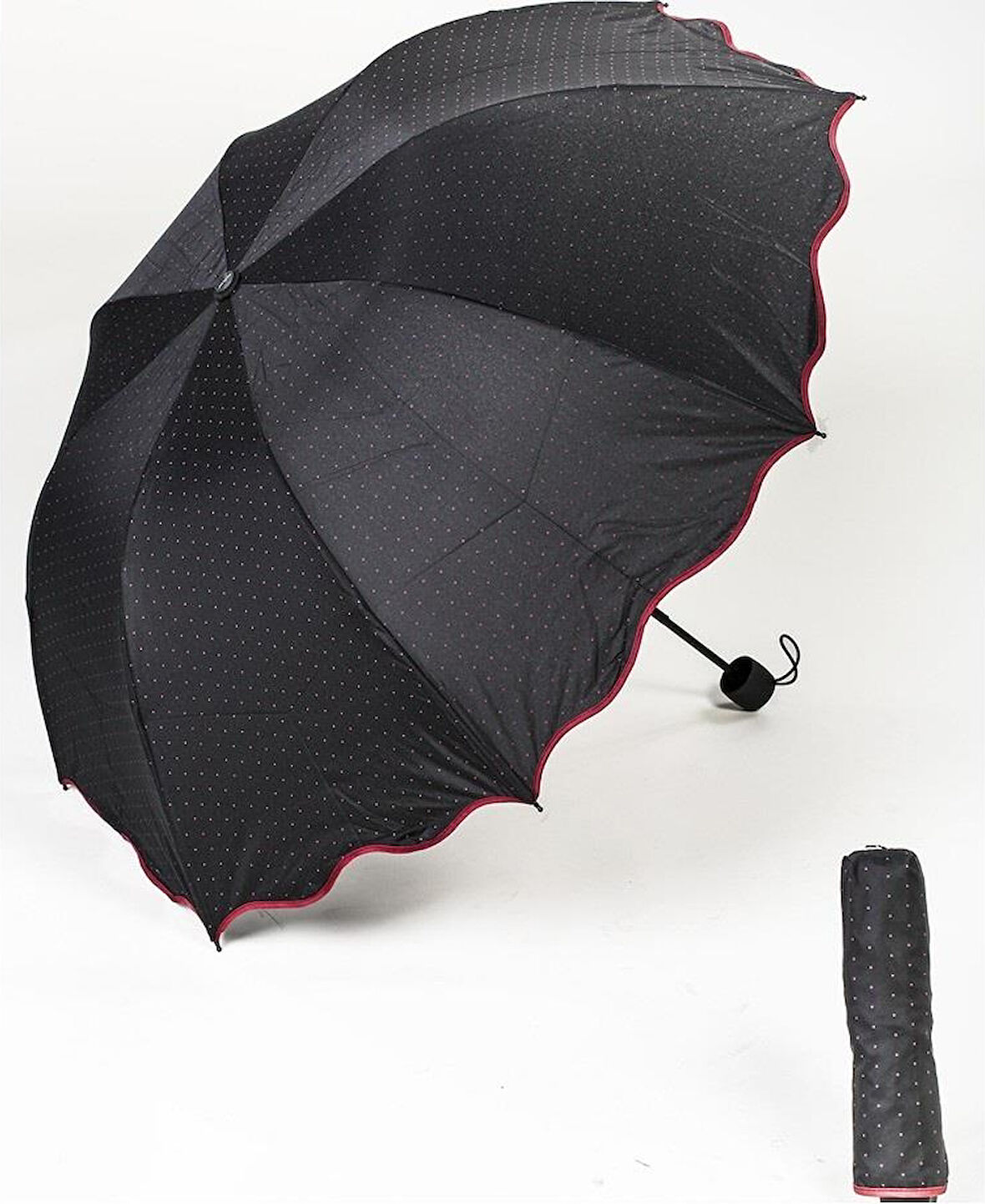 Marlux Siyah Mini Puantiye Kadın Şemsiye