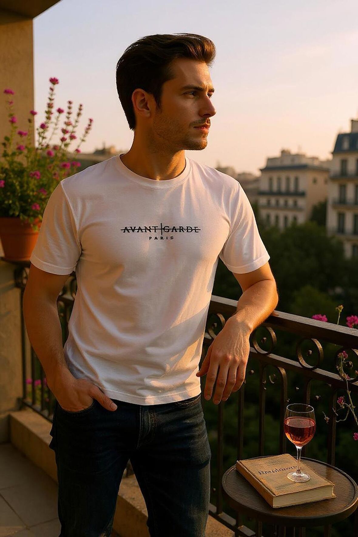 Erkek  Slim Fit Enjeksiyon Baskılı Pamuklu T-Shirt