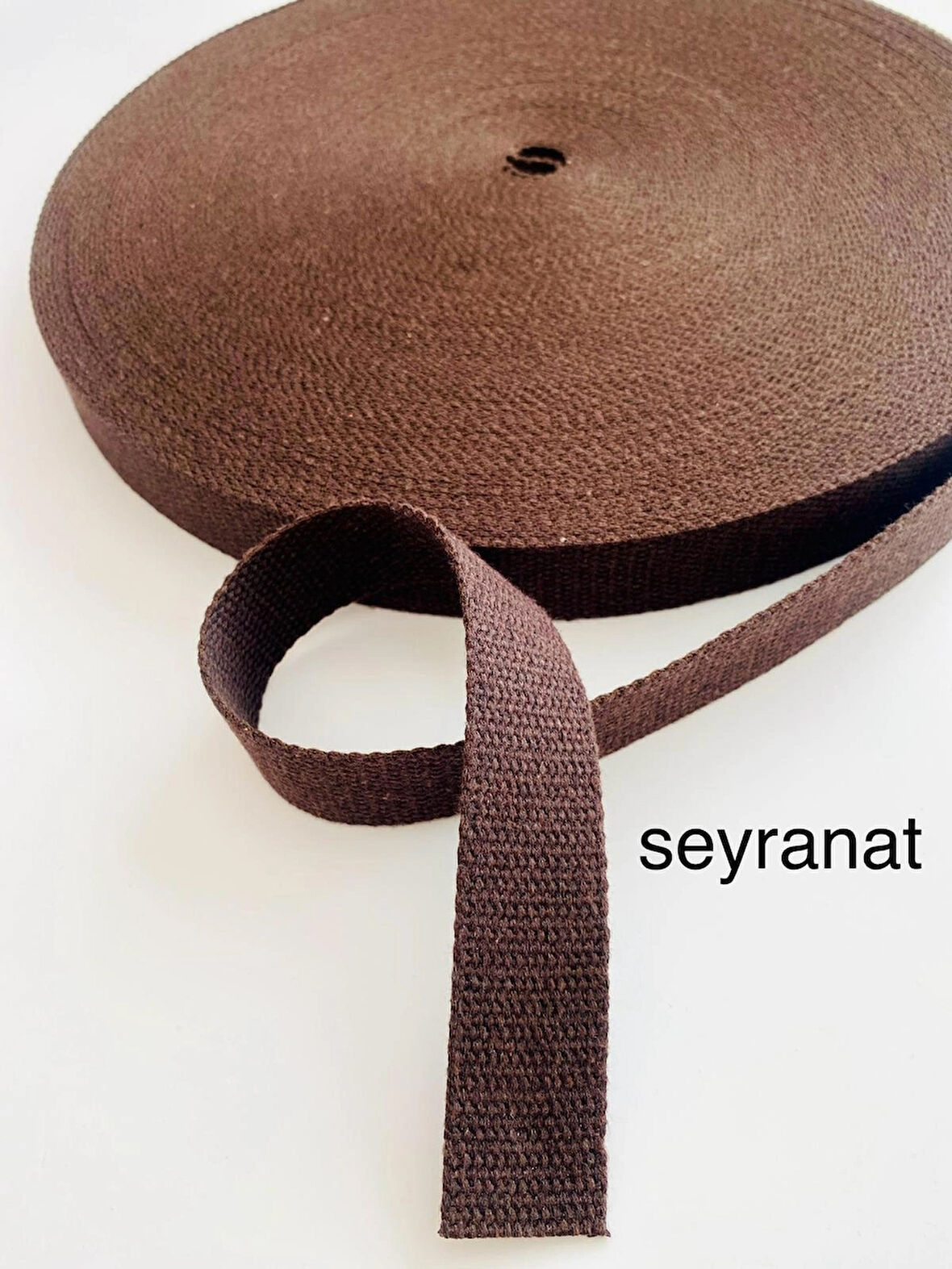 Füme Renk Acı Kahverengi Şerit Kolon Dar Dokuma 3 cm 3 Metre Çanta Askısı Sapı