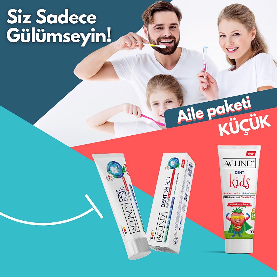 Aclind Aile Ağız Bakım Paketi - Küçük (DENT SHIELD 100 ml + Dent Kids 75 ml )