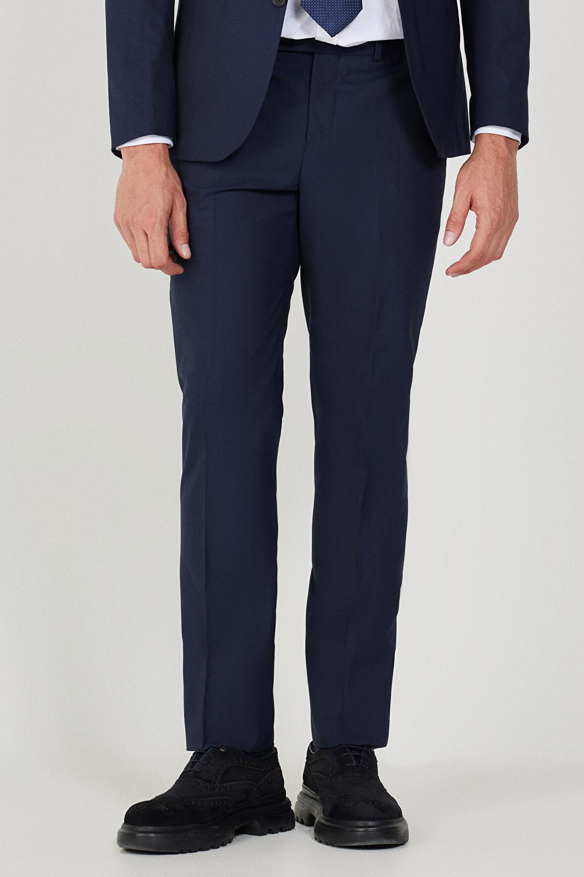 Erkek Lacivert Ekstra Slim Fit Dar Kesim Spor Takım Elbise
