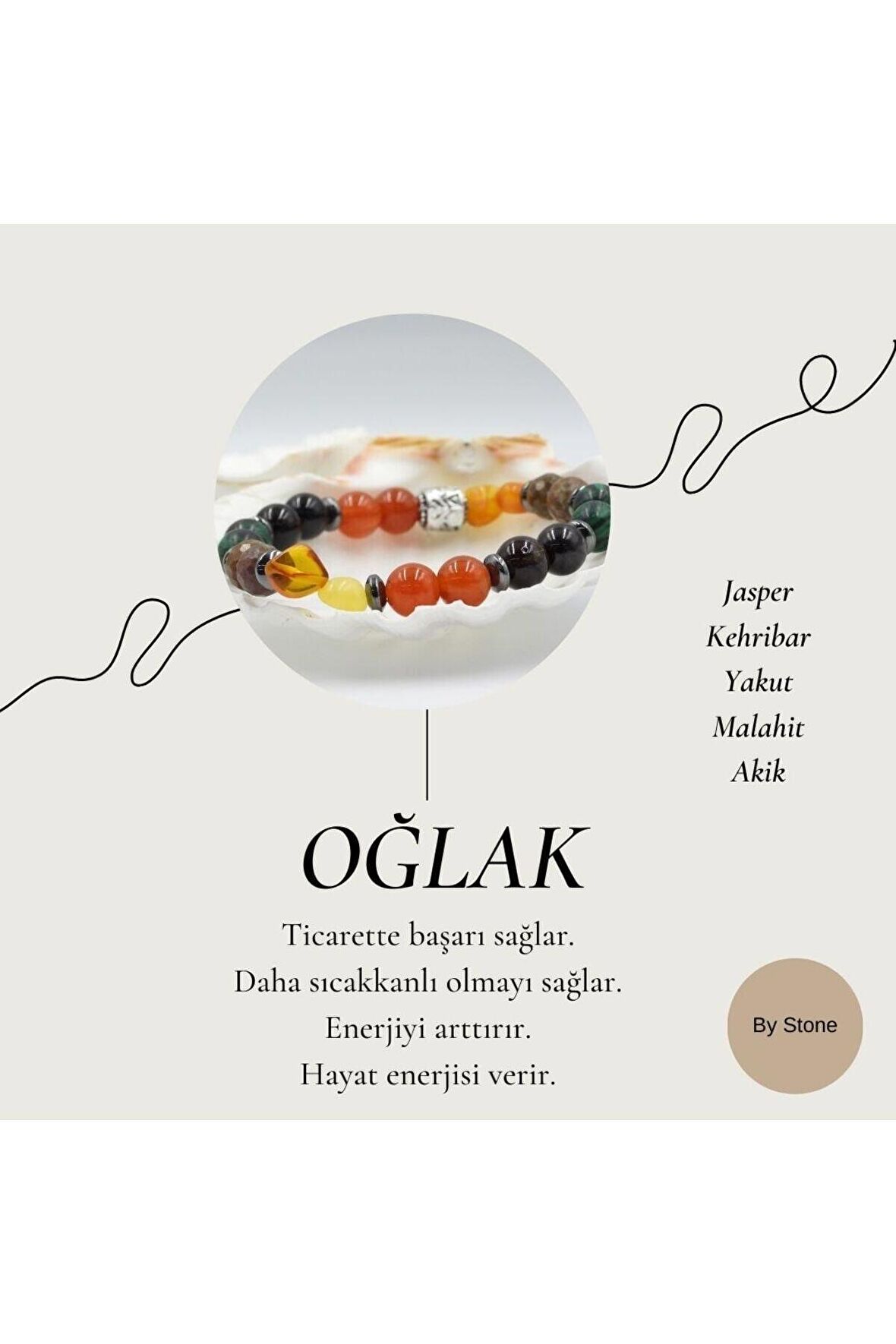 Oğlak Burcu (Erkek) Doğal Taş Bileklik | Sertifikalı