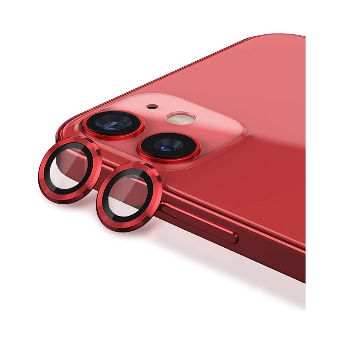 Adaman Apple iPhone 11 Uyumlu Su Toz ve Düşmeye Dayanıklı 2'li Set Kamera Lens Koruyucu KIRMIZI