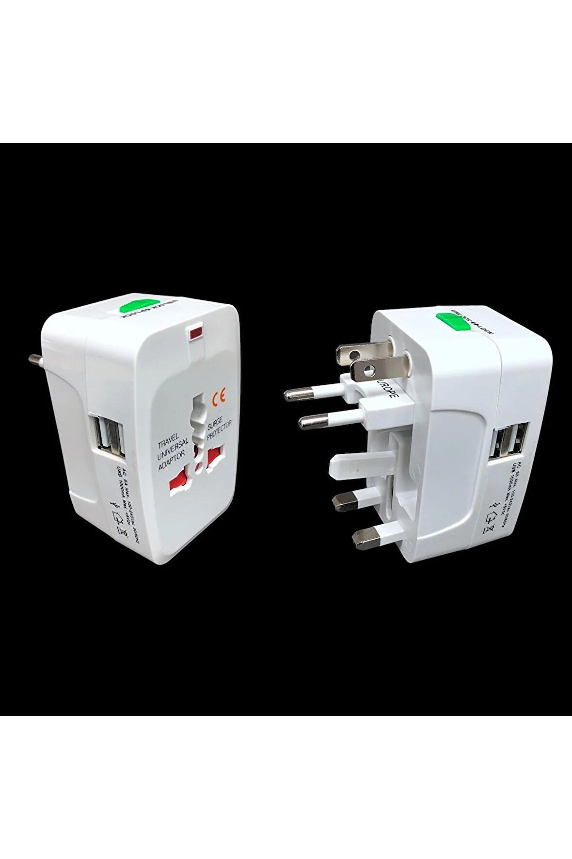 QASUL Usb Şarjlı Seyahat Adaptörü Amerika Ingiltere Avustralya Çin Arabistan Umre Fiş Priz Dönüştürücü