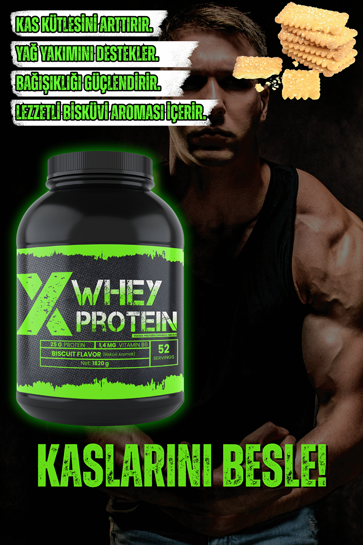 Xprotein Whey Protein Tozu 1820 Gr Bisküvi Aromalı