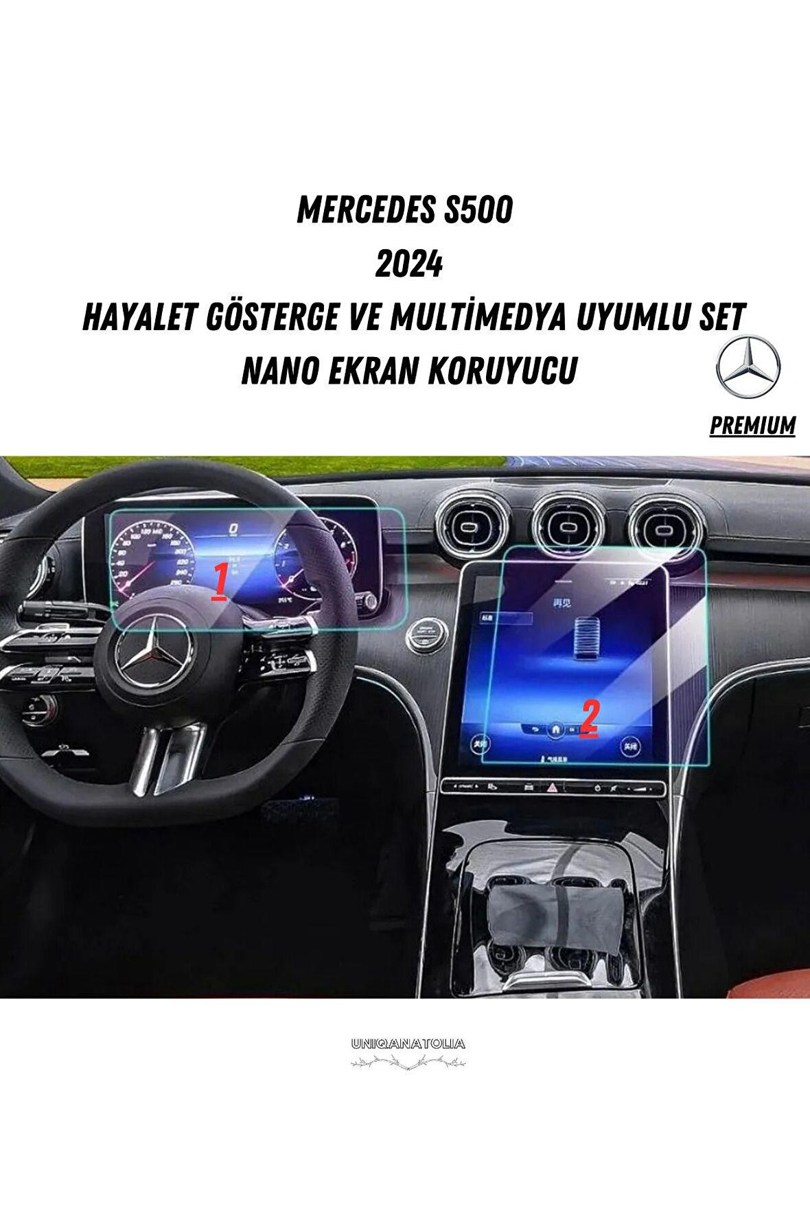 Mercedes S500 2024 Hayalet Gösterge ve Multimedya Uyumlu Premium Set Nano Ekran Koruyucu