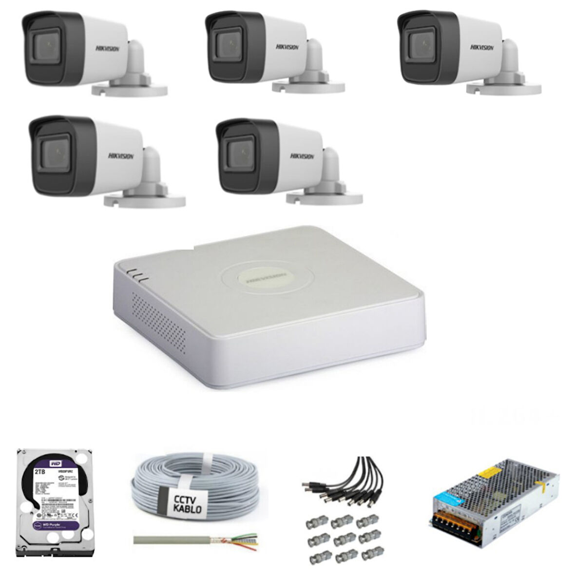 Haıkon 5 Kameralı Güvenlik Kamera Hazır Set 1tb 7/24 Hdd-1tb Kayıt Kapasiteli Sistem