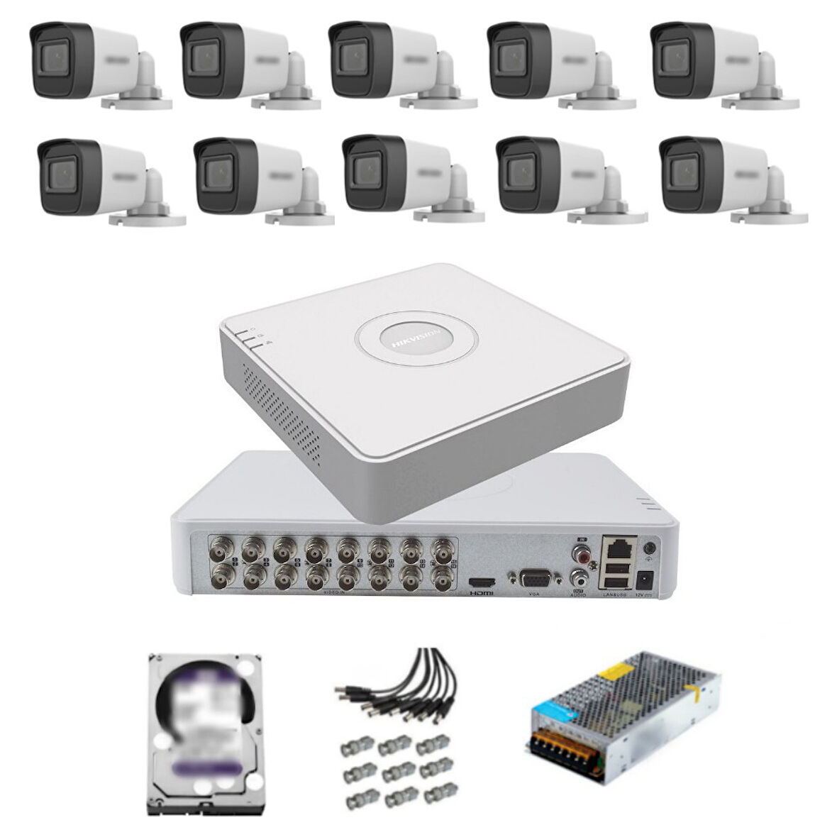 10 Kameralı Güvenlik Kamera Hazır Set 2tb 7/24 Hdd-2tb Kayıt Kapasiteli Sistem