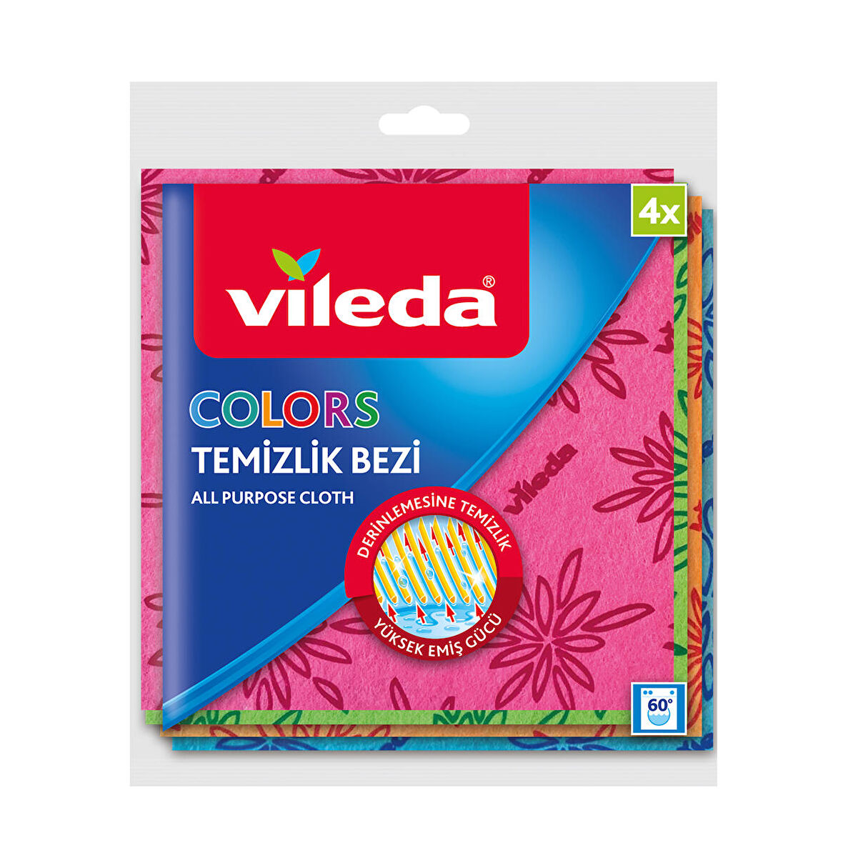 Vileda 4'lü Colors Renkli Temizlik Bezi