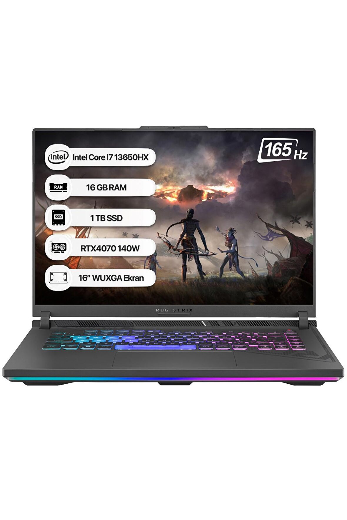 Asus ROG Strix G16 Harici Ekran Kartı RTX4070 Intel Core i7 13650HX 16 GB DDR5 1 TB 16 inç Full HD Freedos Notebook Dizüstü Bilgisayar