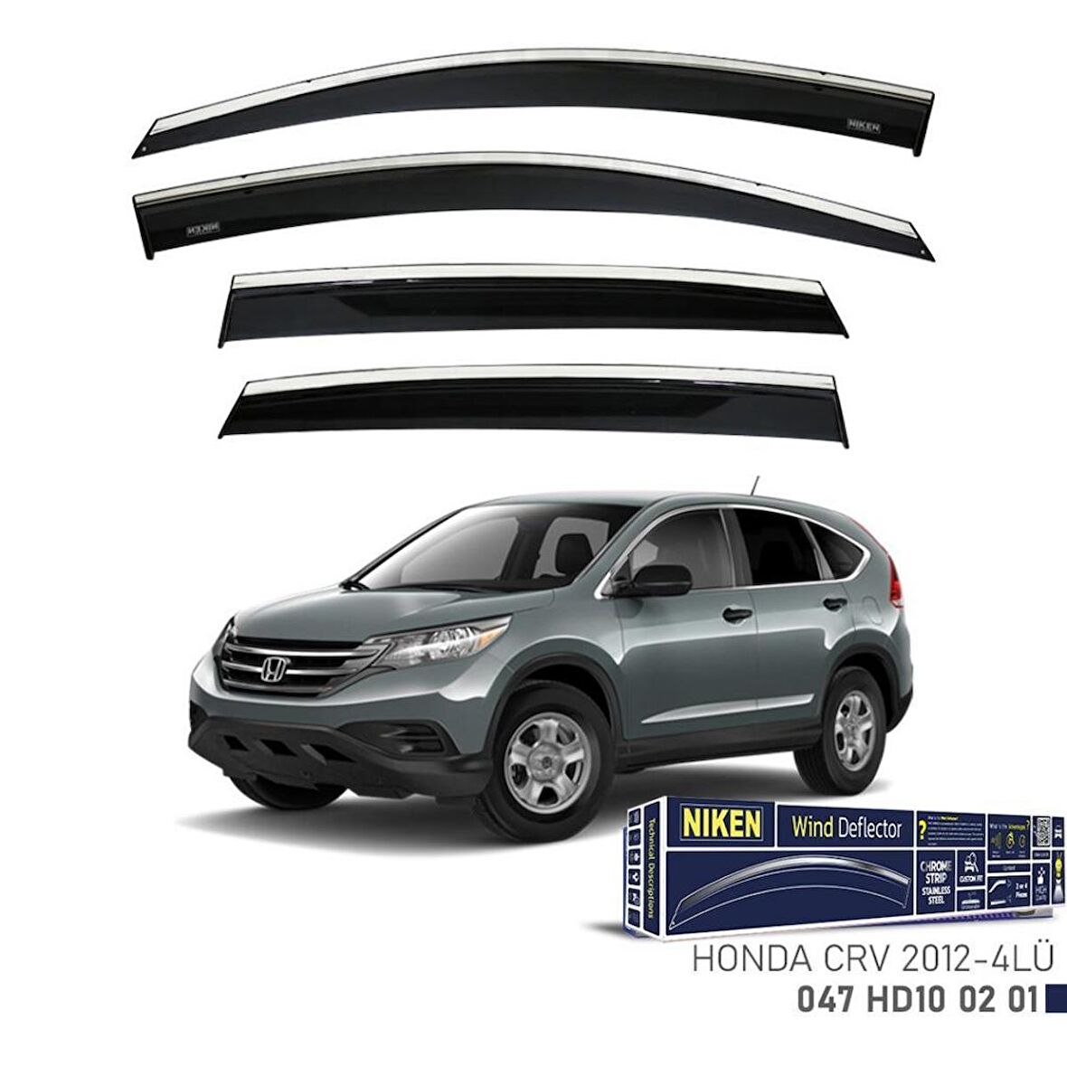 Honda CR V Niken Kromlu Cam Rüzgarlığı 4lü Set 2012 2018