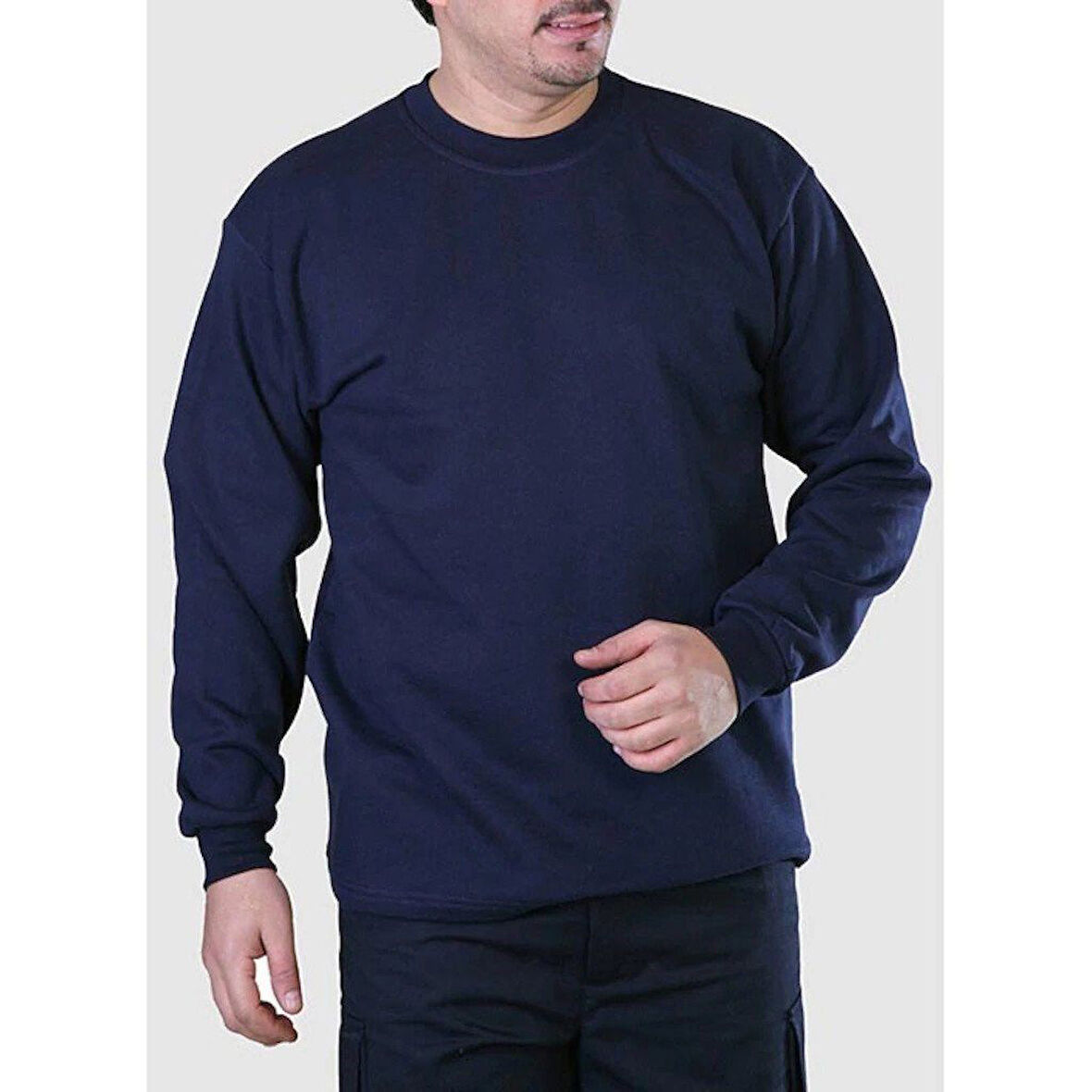 BİSİKLET YAKA LACİVERT SWEATSHİRT