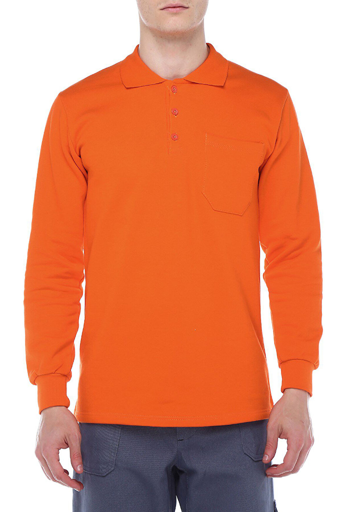 POLO YAKA TURUNCU SWEATSHİRT