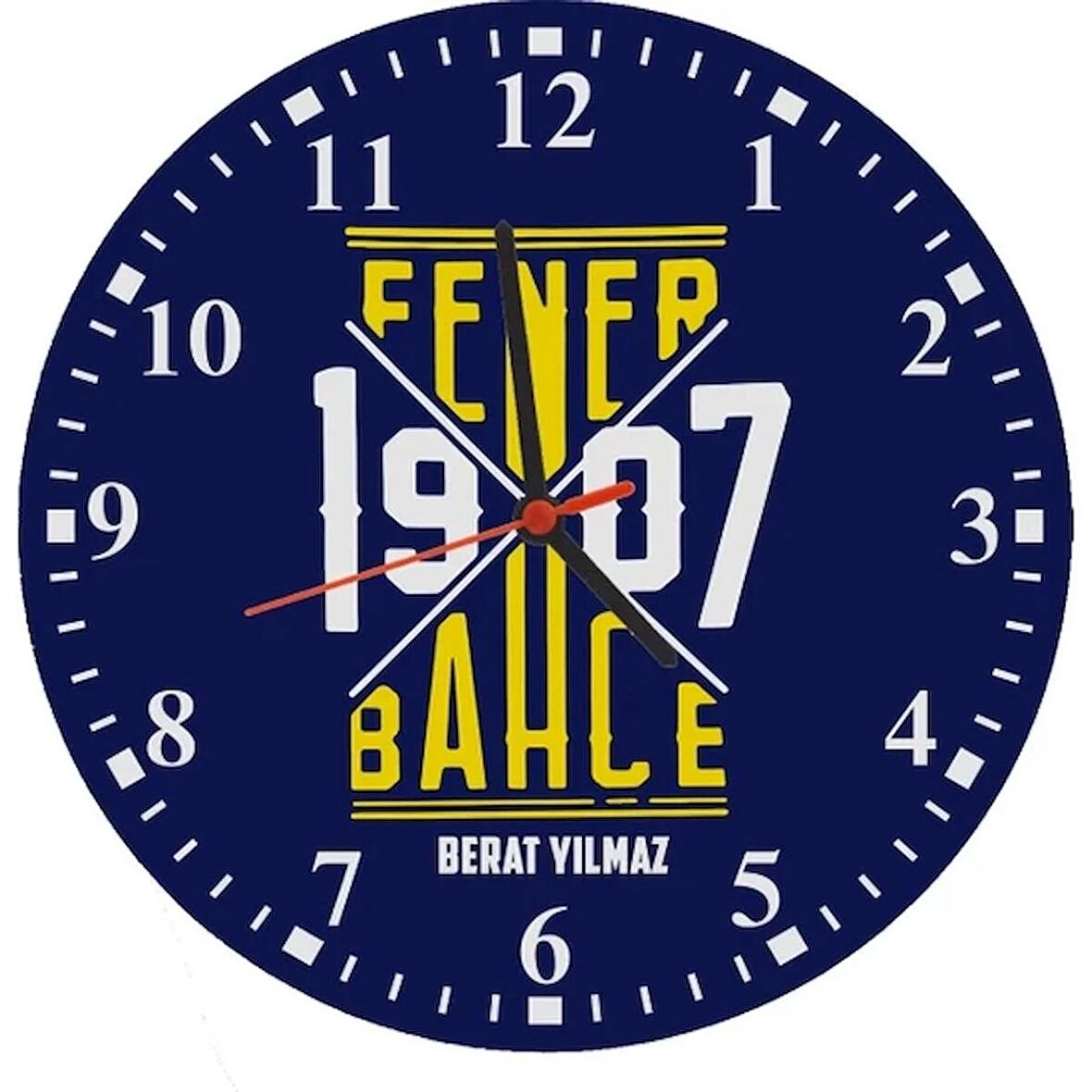 ahşap Taraftar duvar saati 40 x 40 fenerbahçe