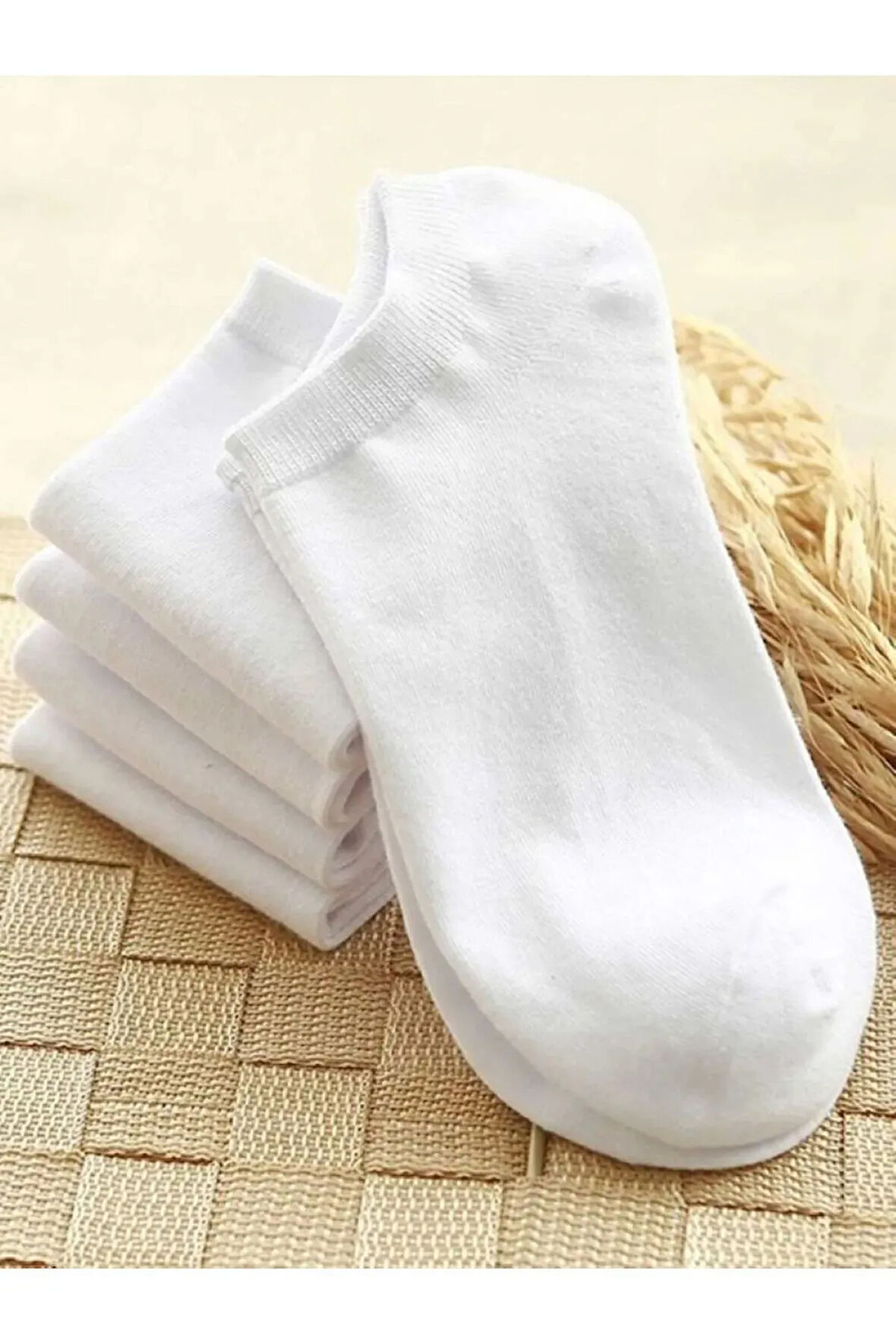 5 Çift Kadın Erkek High Quality Beyaz Patik Çorap Bilek Boy 5 Adet
