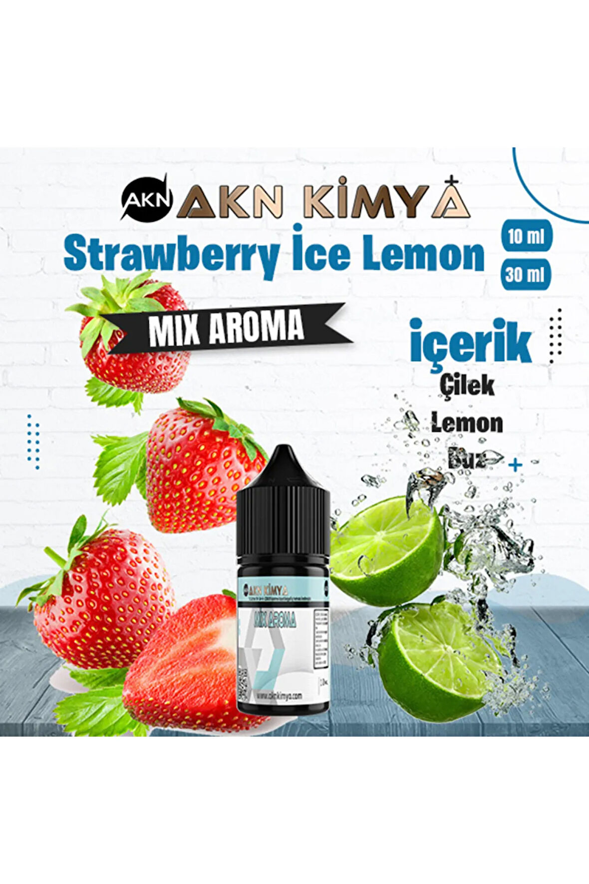 Strawberry İce Lemon Mix Aroma Yabanmersini Çilek Limon Buz Gıda Aroması 10 ml