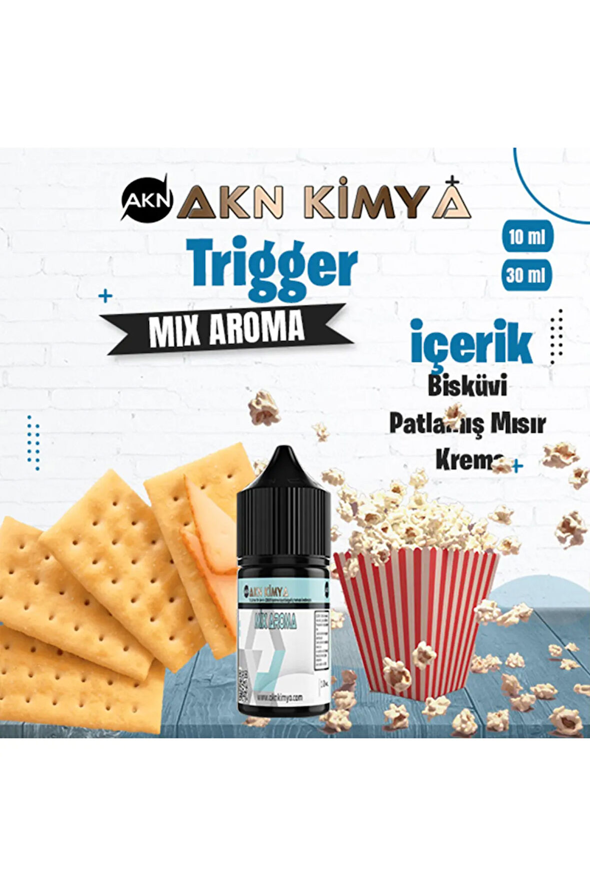 Trigger Mix Aroma Bisküvi Patlamış Mısır Gıda Aroması 10 ml