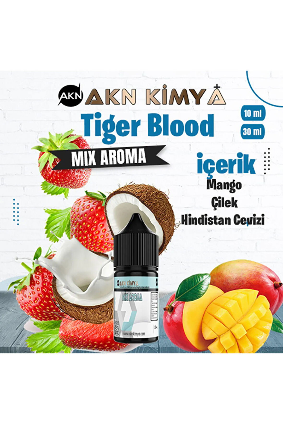 Tiger Blood Mix Aroma Mango Çilek Hindistan Cevizi Gıda Aroması 10 ml