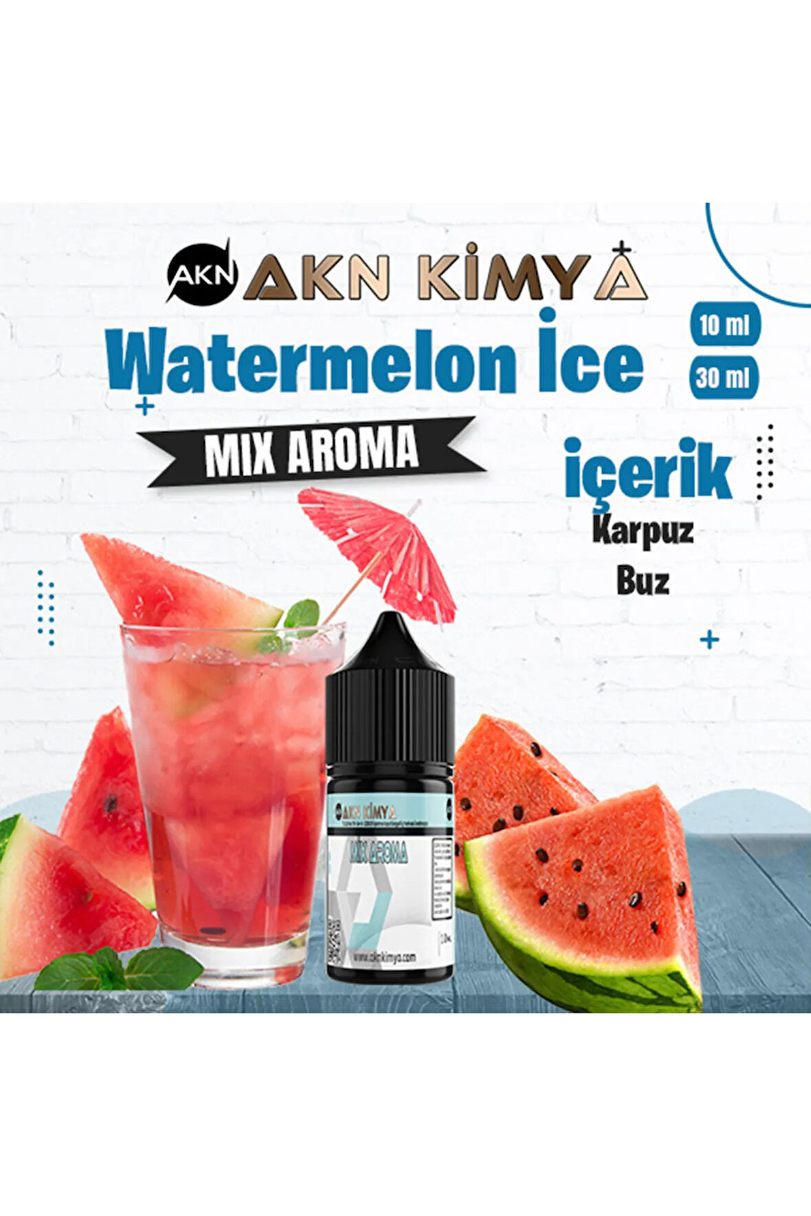 Watermelon İce Mix Aroma Karpuz Buz Gıda Aroması 10 ml
