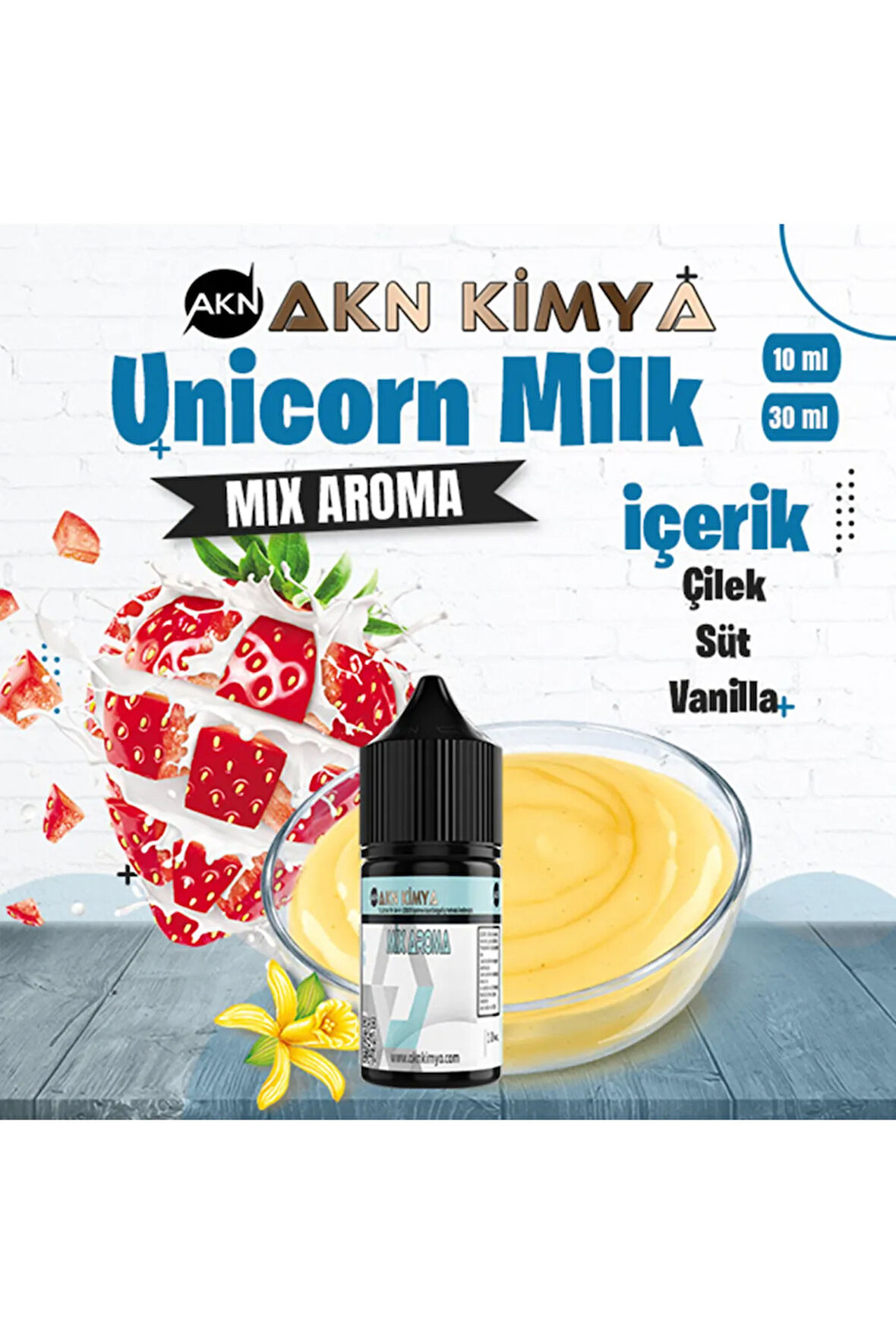 Unicorn Milk Cutwood Mix Aroma Çilek Süt Vanilya Gıda Aroması 10 ml