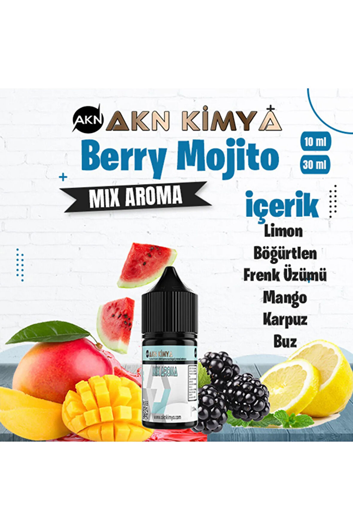 Berry Mojito Mix Aroma Limon Böğürtlen Frenk Üzümü Buz Gıda Aroması 10 ml