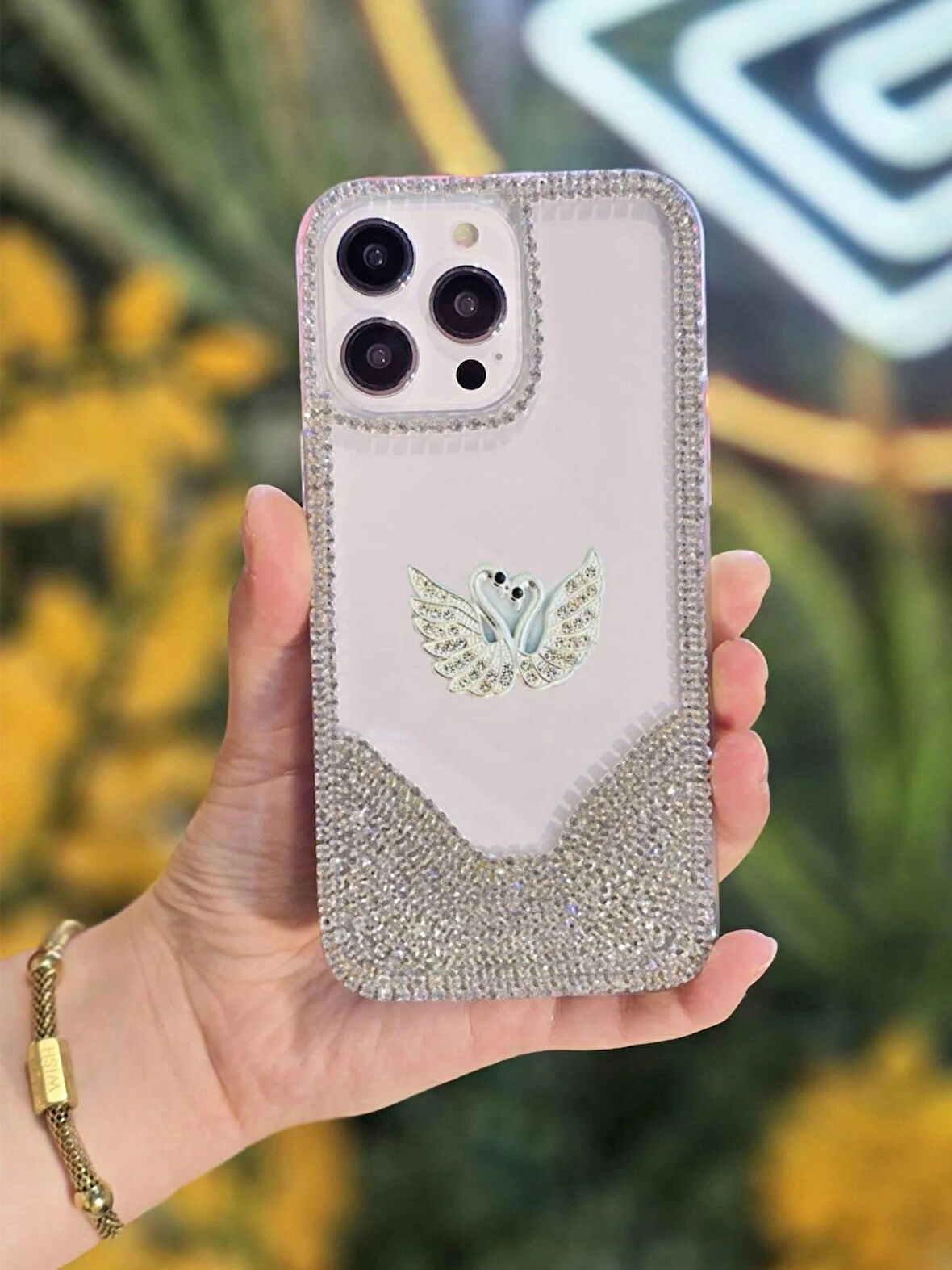 iPhone 14 ProMax Uyumlu 3 Boyutlu Karakterli Taşlı Premium Lux Koruyucu Telefon Kılıfı