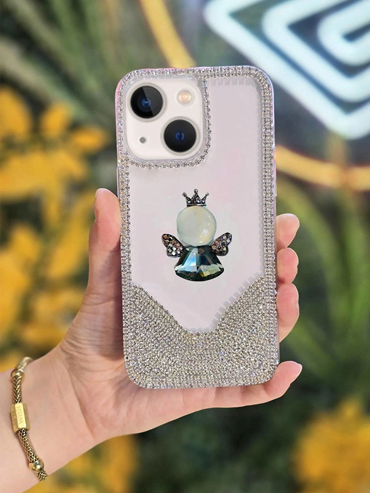 iPhone 13 ve 14 Uyumlu 3 Boyutlu Karakterli Taşlı Premium Lux Koruyucu Telefon Kılıfı