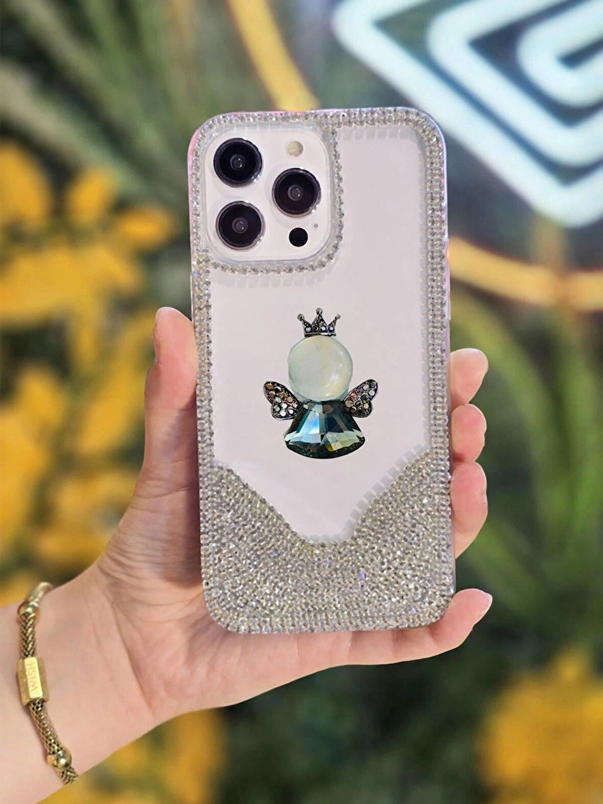 iPhone 14 Pro Uyumlu 3 Boyutlu Karakterli Taşlı Premium Lux Koruyucu Telefon Kılıfı